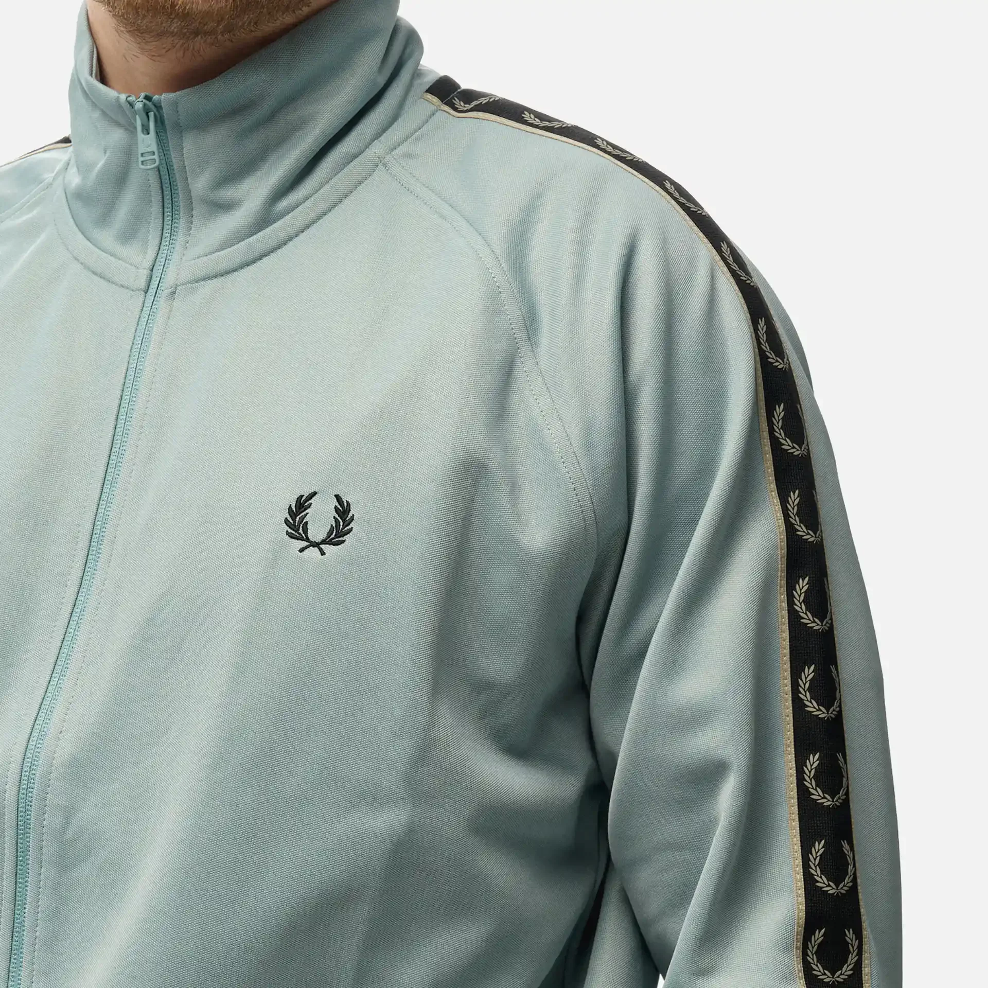 Fred Perry Contrast Tape Track Jacket Silver Blue/Warm Grey