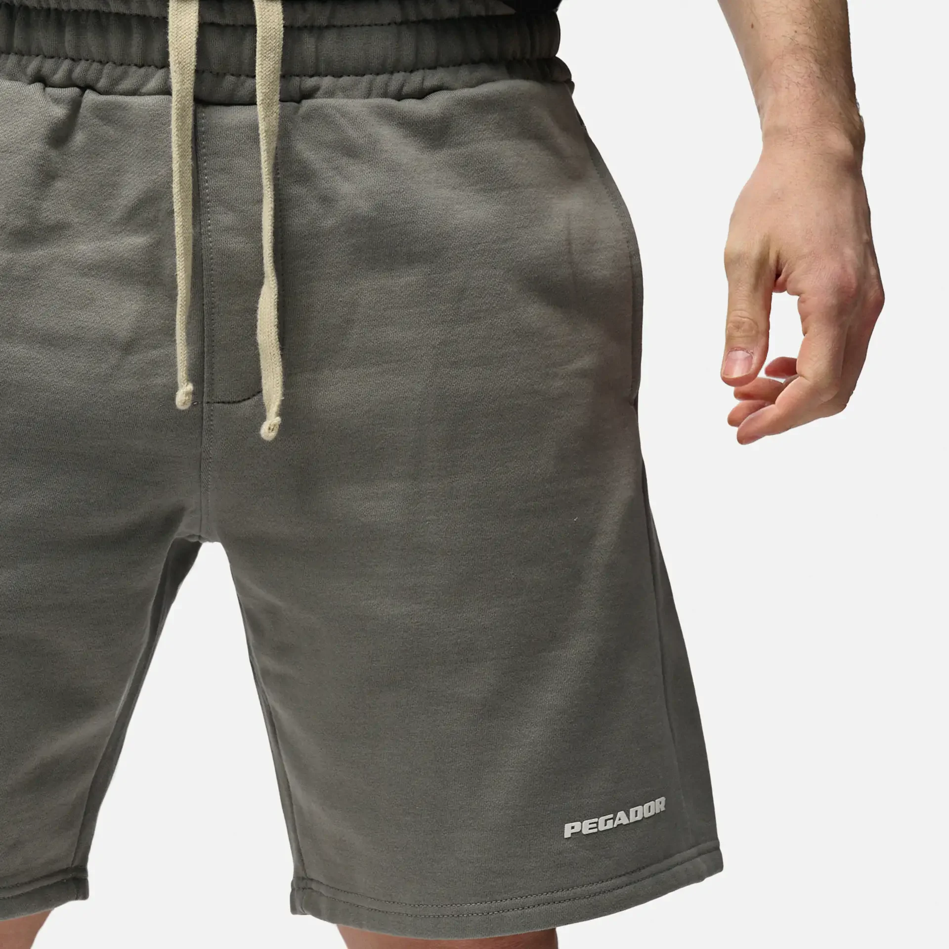 PEGADOR Logo Heavy Sweat Shorts Washed Cool Grey/White/Gum