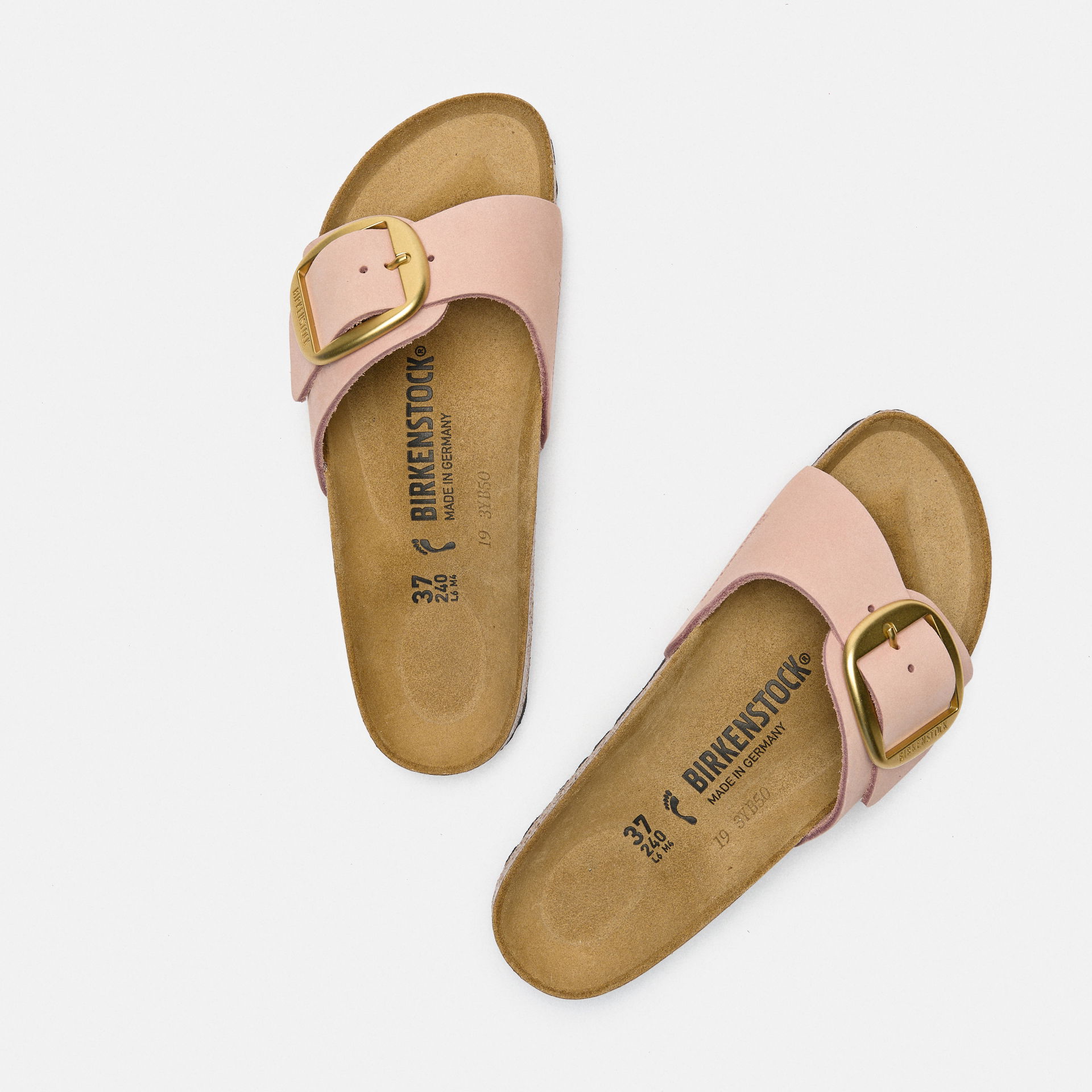 Birkenstock Madrid Big Buckle Narrow Nubuck Leather Soft Pink