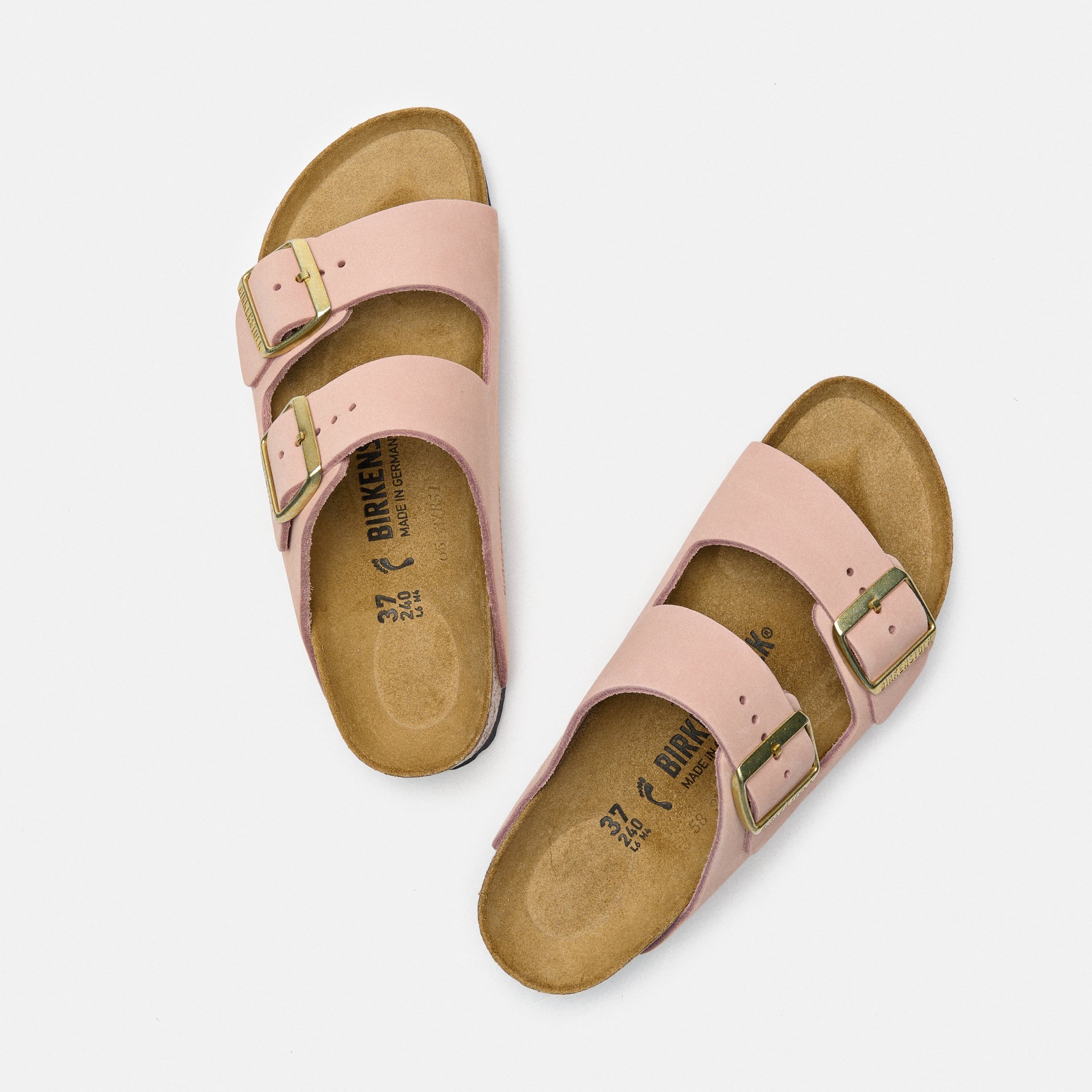 Birkenstock Arizona Nubuck Leather Sandals Soft Pink