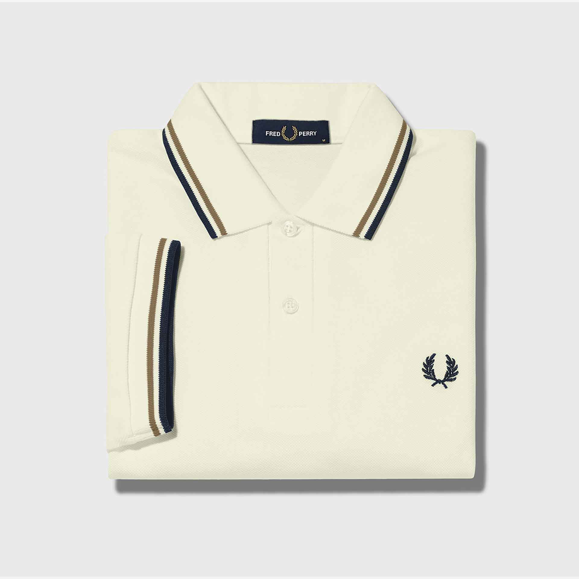 Fred Perry Twin Tipped Polo Shirt Ecru/Warm Stone/Navy