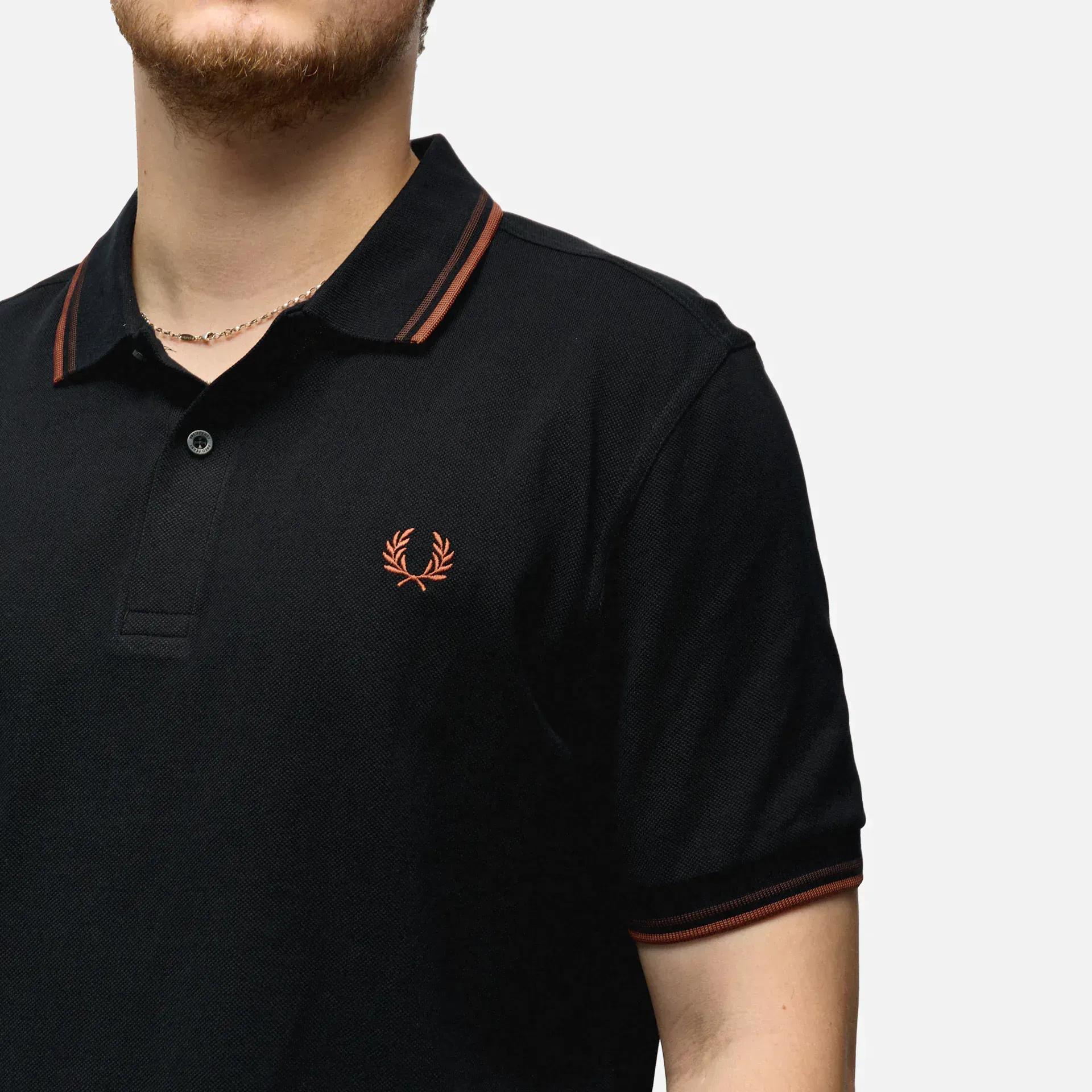 Fred Perry Twin Tipped Polo Shirt Porridge Black/Carrington Road Brick/Whiskey Brown