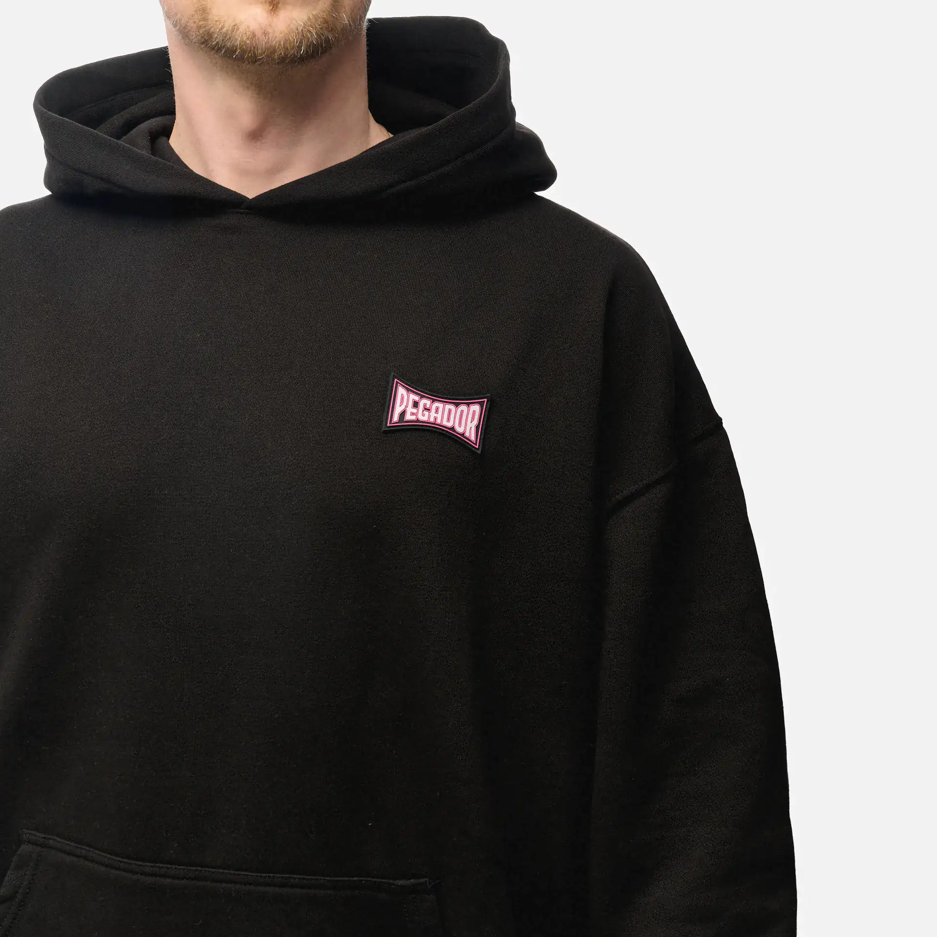 PEGADOR Dacko Oversized Hoodie Washed Black Bubblegum