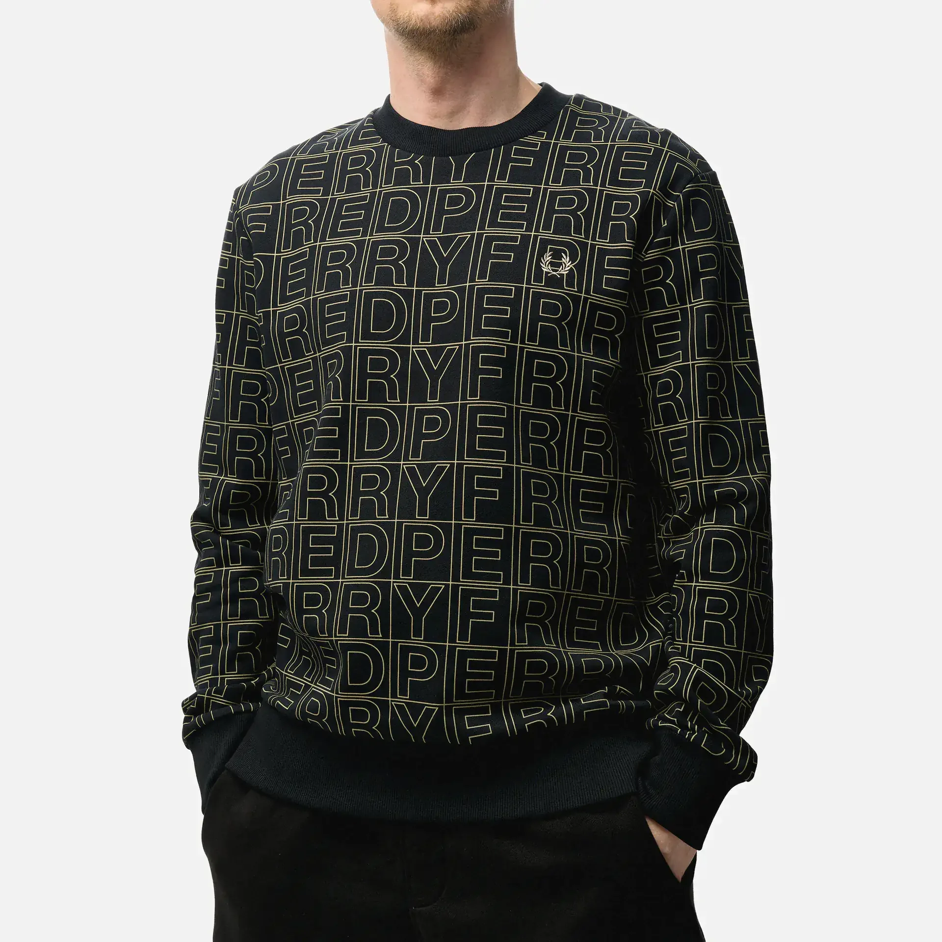 Fred Perry Spellout Graphic Sweatshirt Black