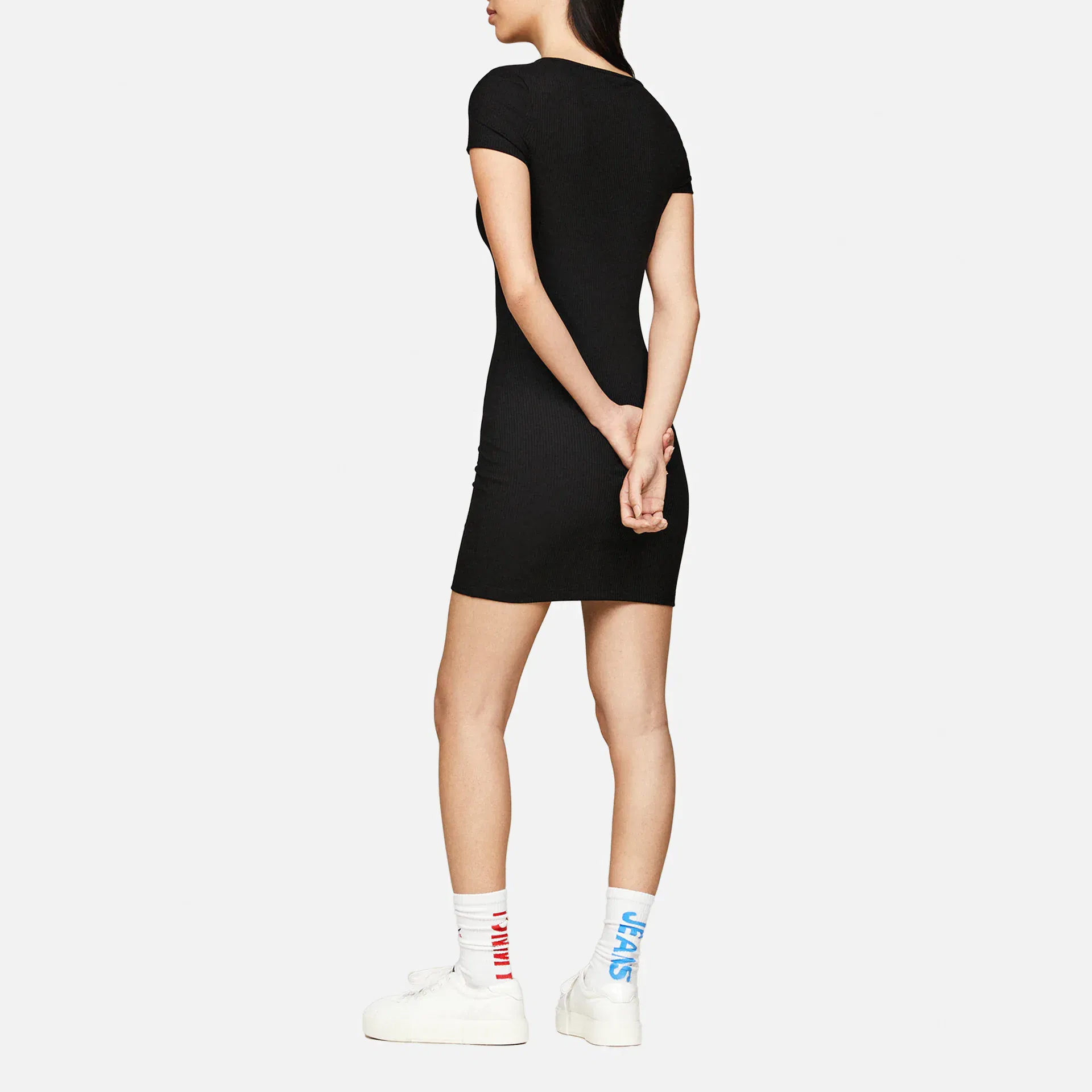 Tommy Jeans Gathering Rib Dress Black