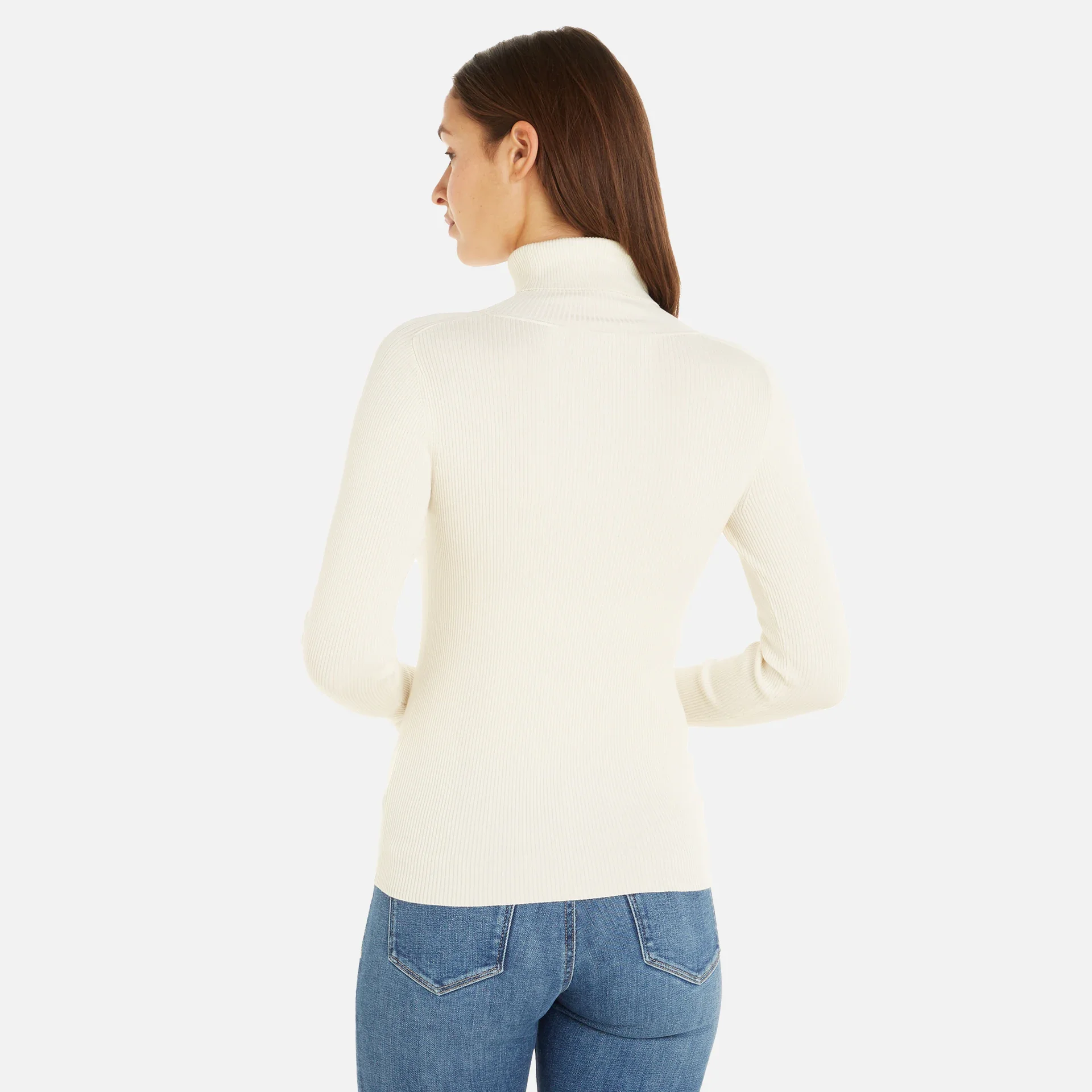 Calvin Klein Jeans Badge Roll Neck Sweater Ivory