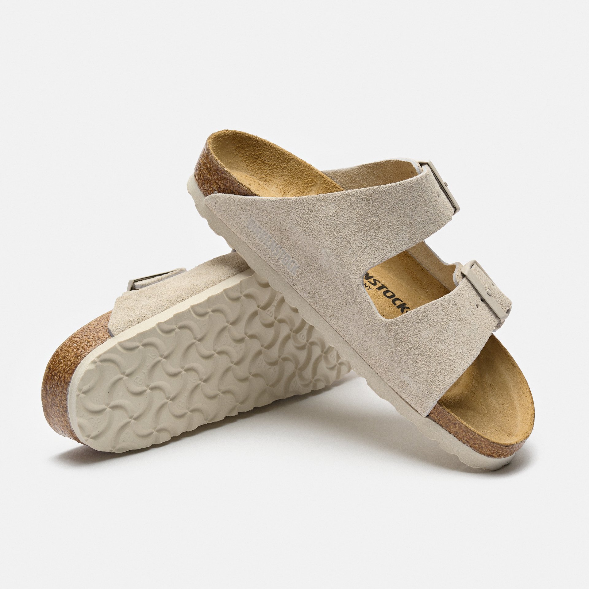 Birkenstock Arizona Suede Leather Sandals Antique White