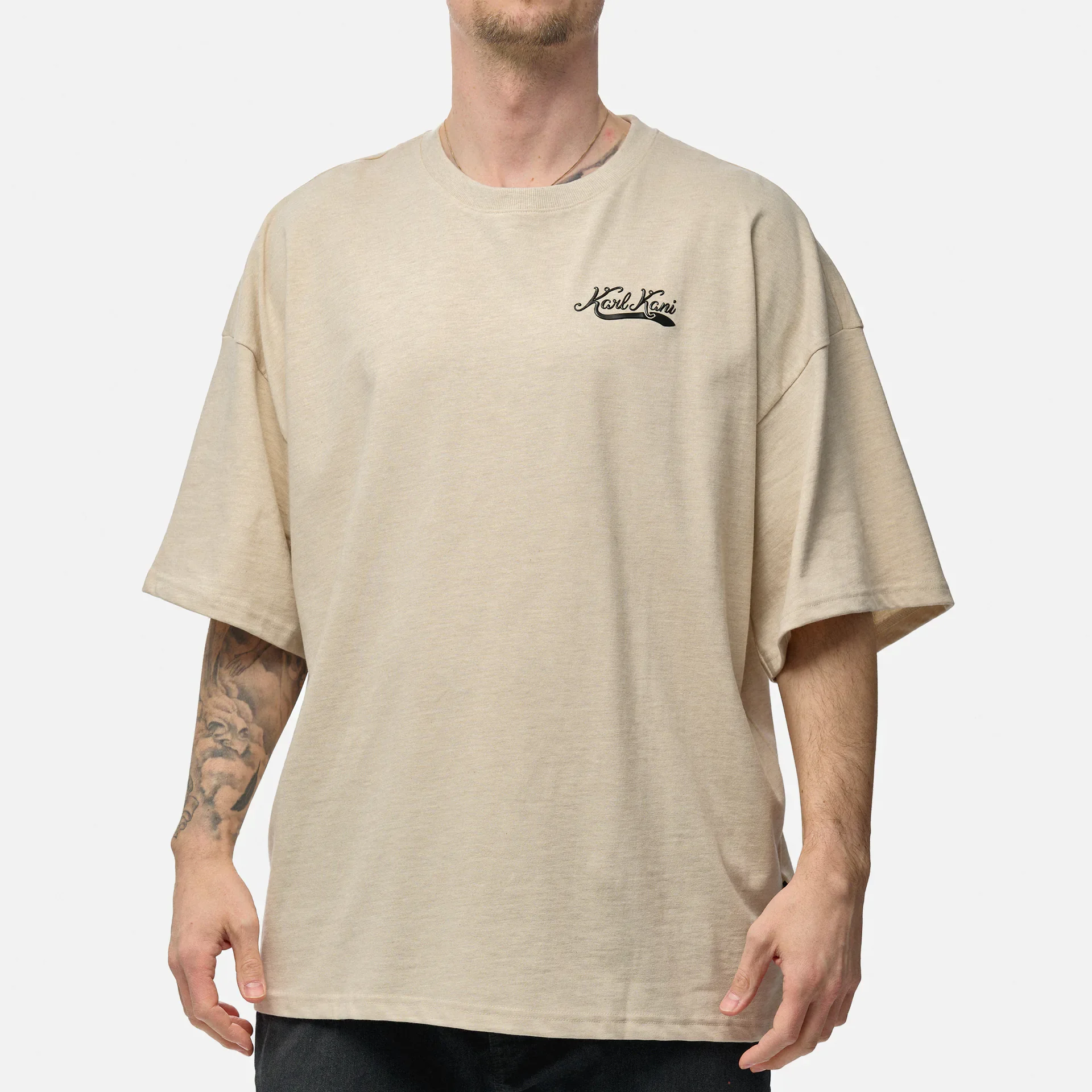 Karl Kani Woven Signature Heavy Jersey Boxy Diner T-Shirt Vanilla Melange