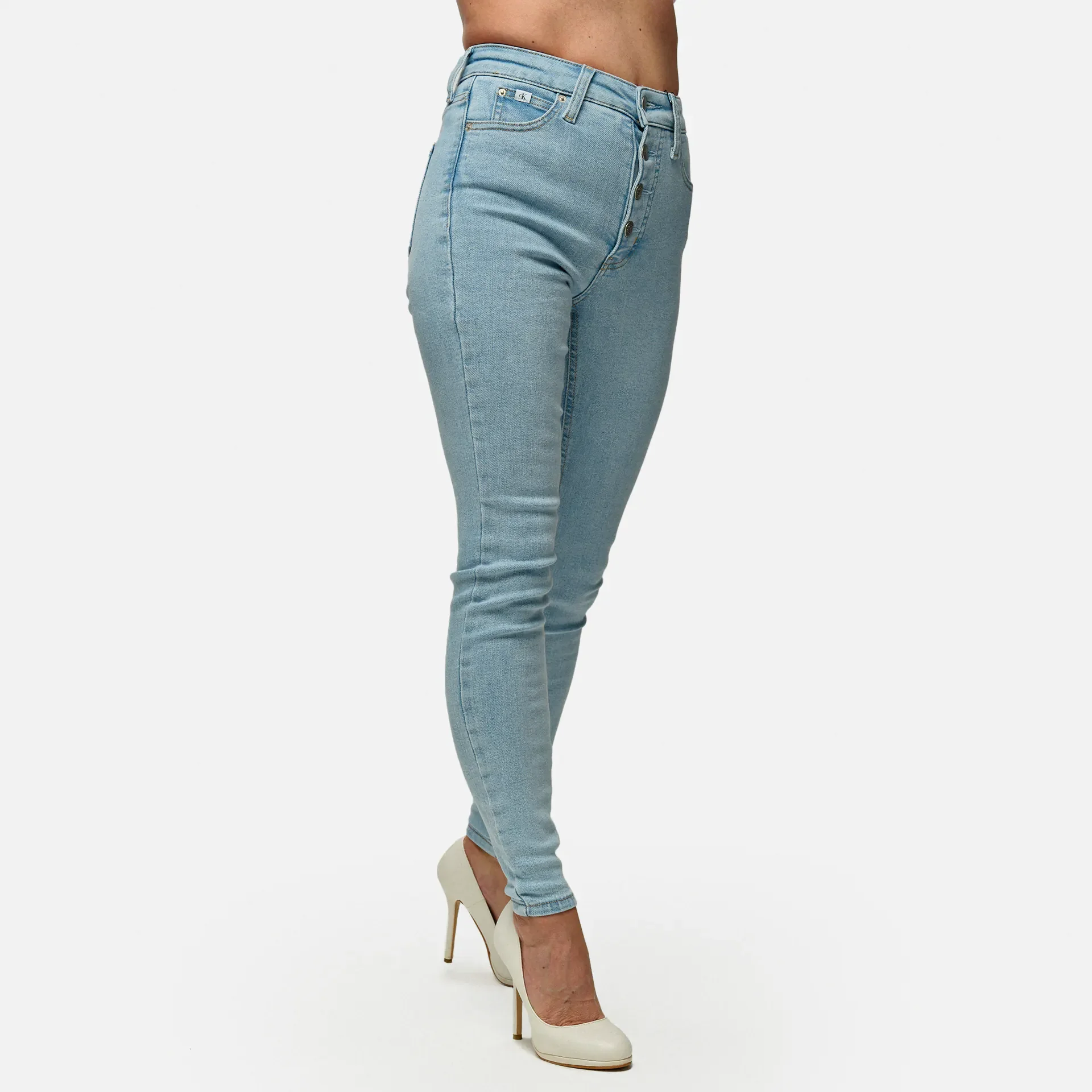 Calvin Klein Jeans High Rise Super Skinny Ankle Jeans Denim Light