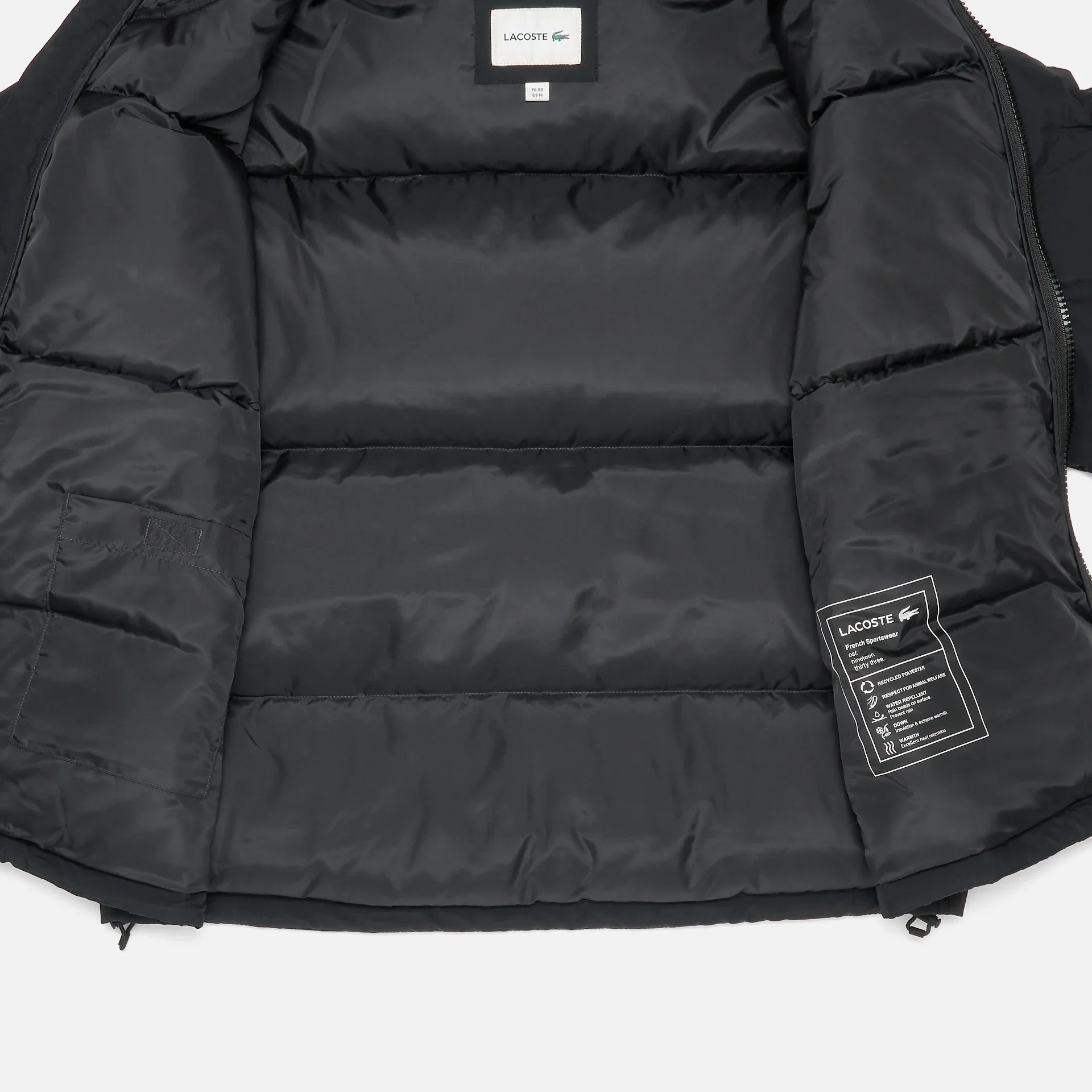 Lacoste Water Repellent Puffer Jacket Black
