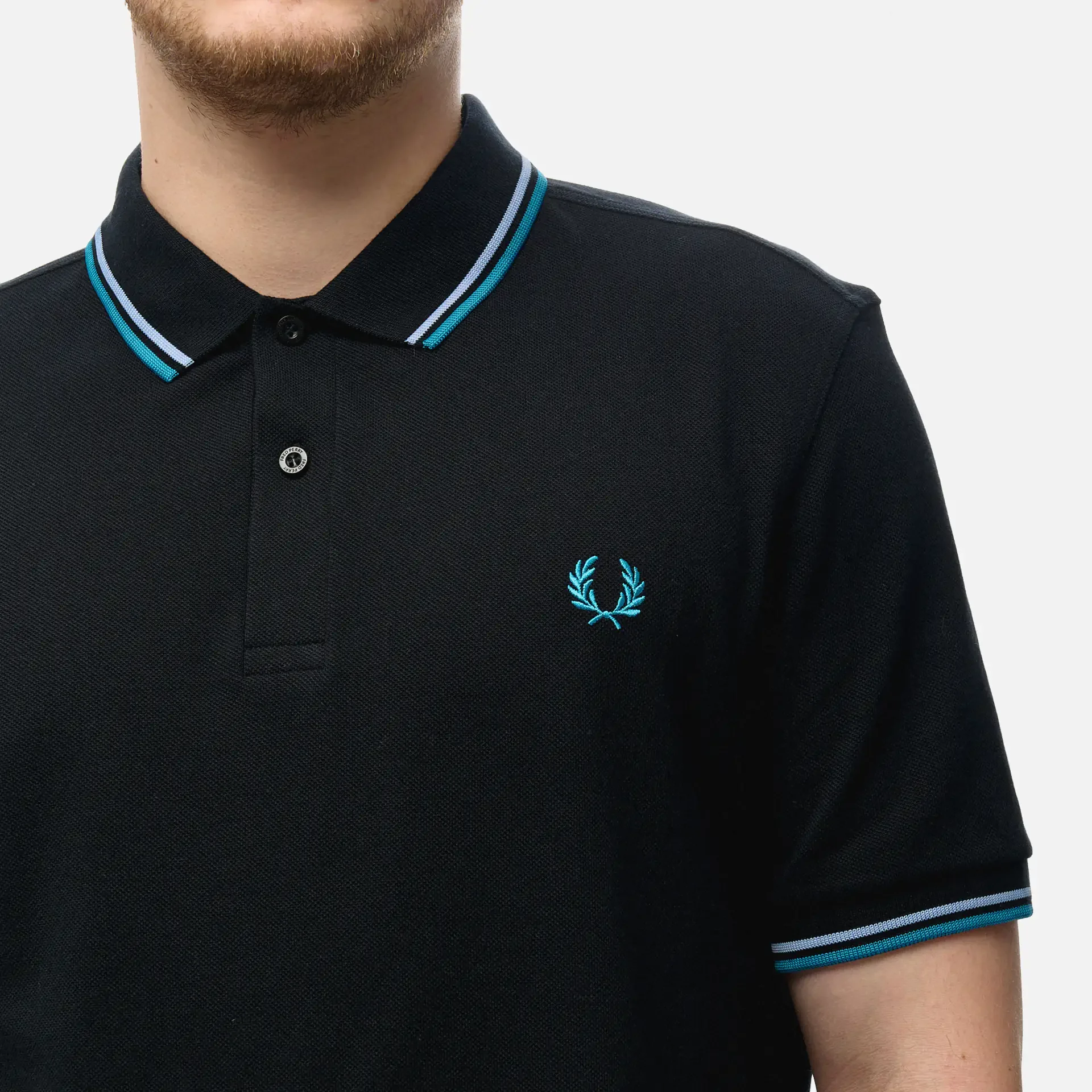 Fred Perry Twin Tipped Polo Shirt Black/Light Smoke/Ocean