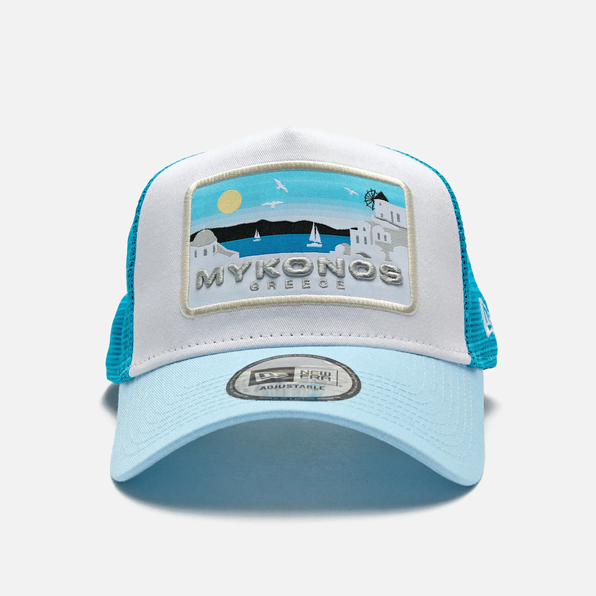 New Era Summer Mykonos Trucker Snapback Cap Blue/White