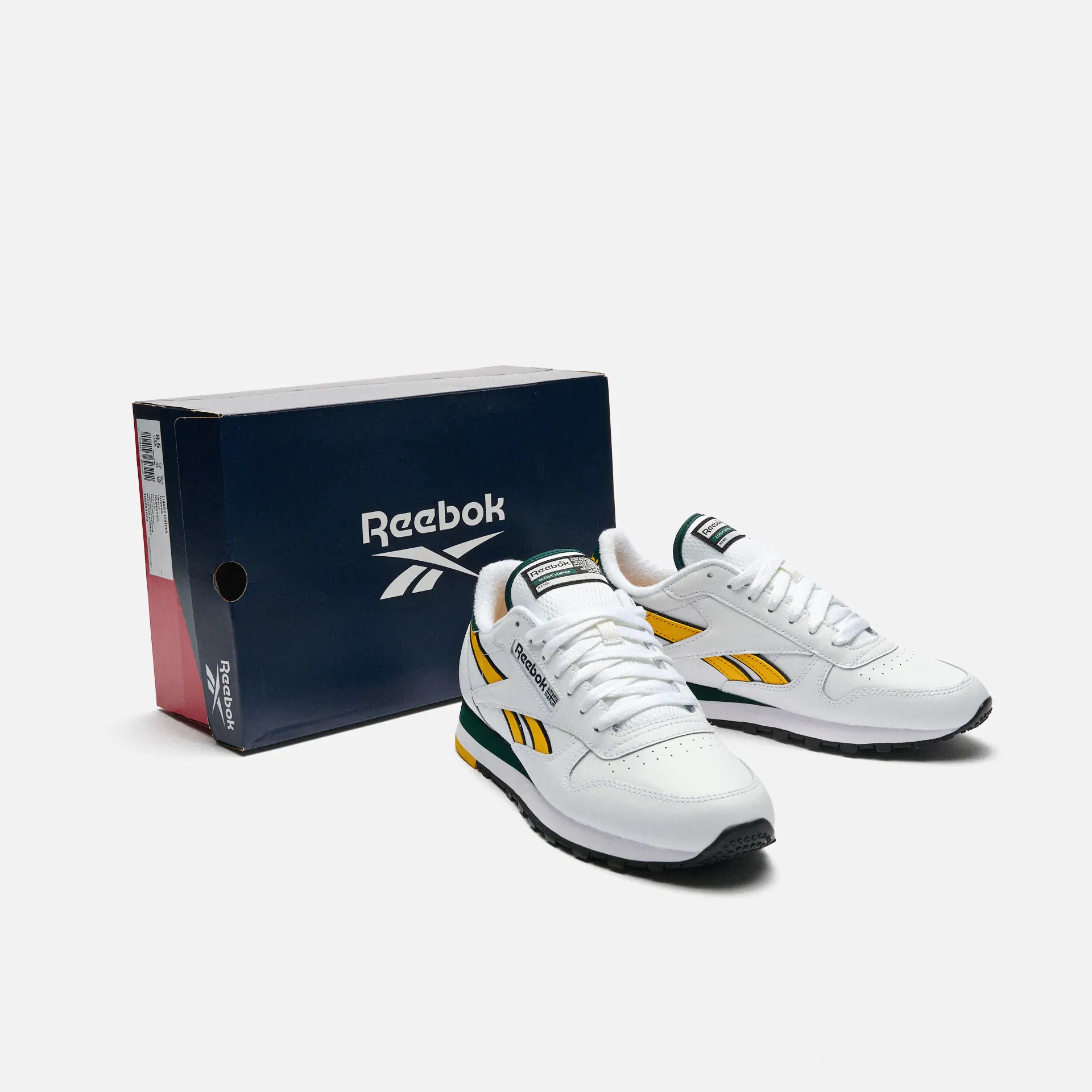 Reebok Classic Leather Sneaker White/Fierce Gold/Collegiate Green