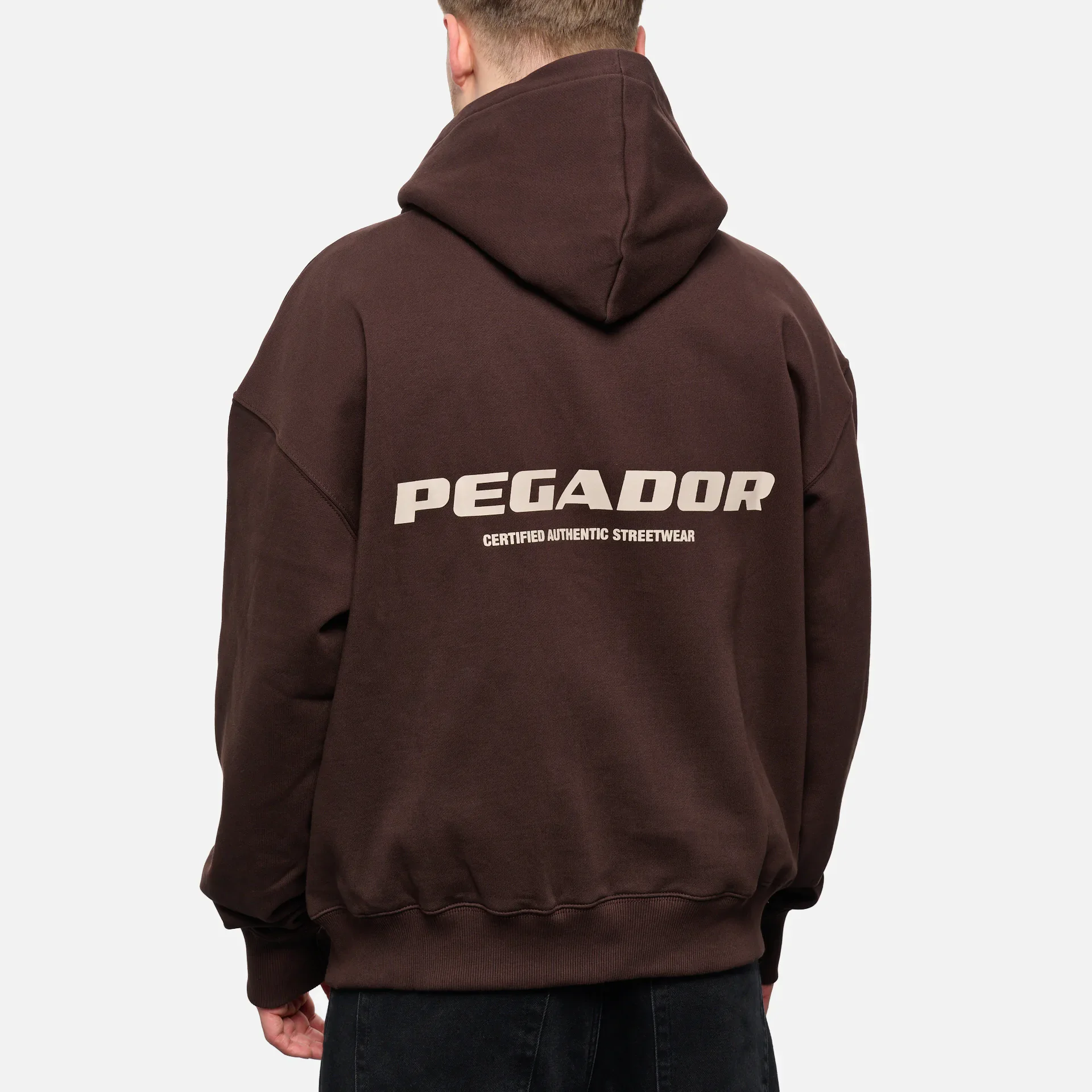 PEGADOR Colne Logo Oversized Sweat Jacket Washed Oak Brown