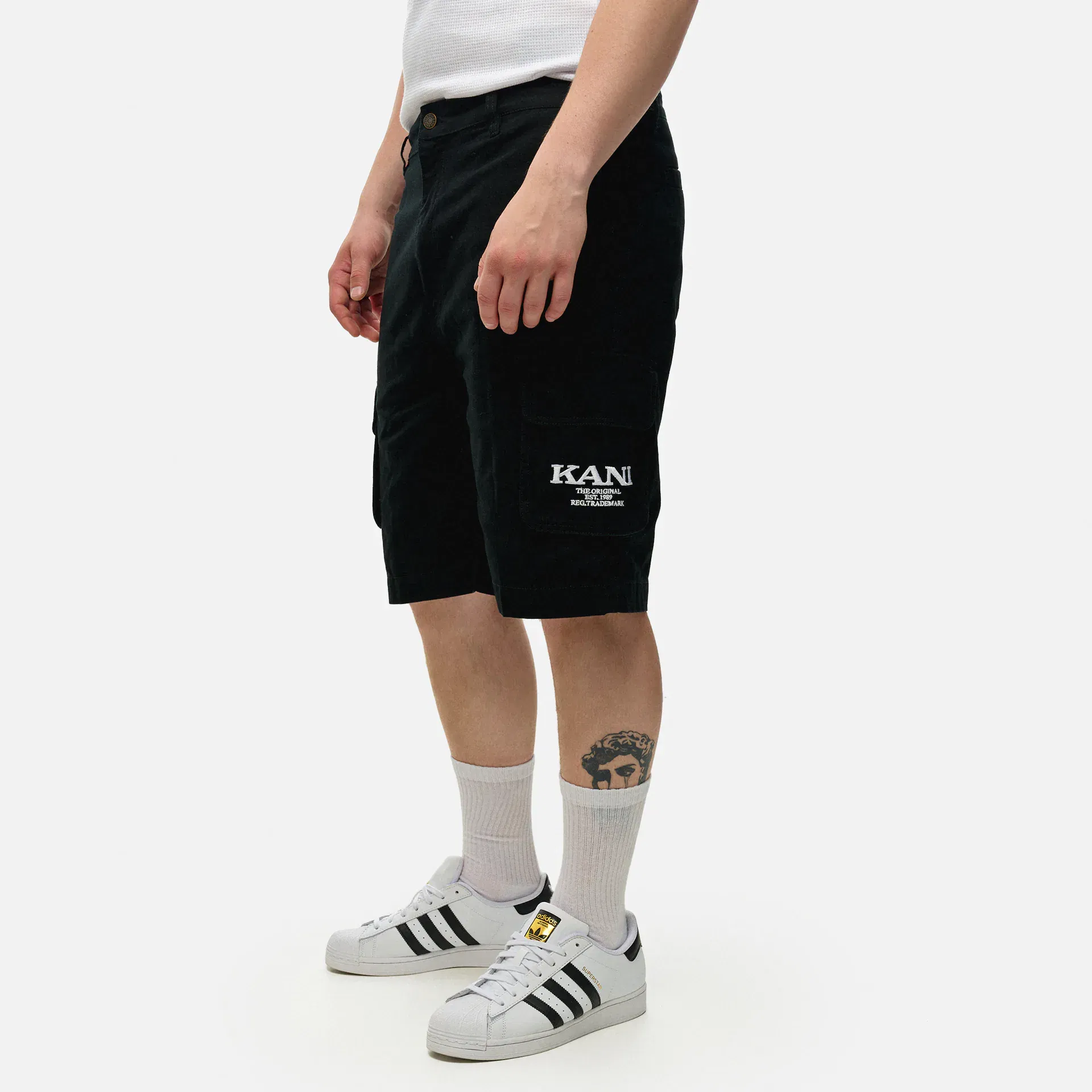 Karl Kani Retro Washed Cargo Shorts Black