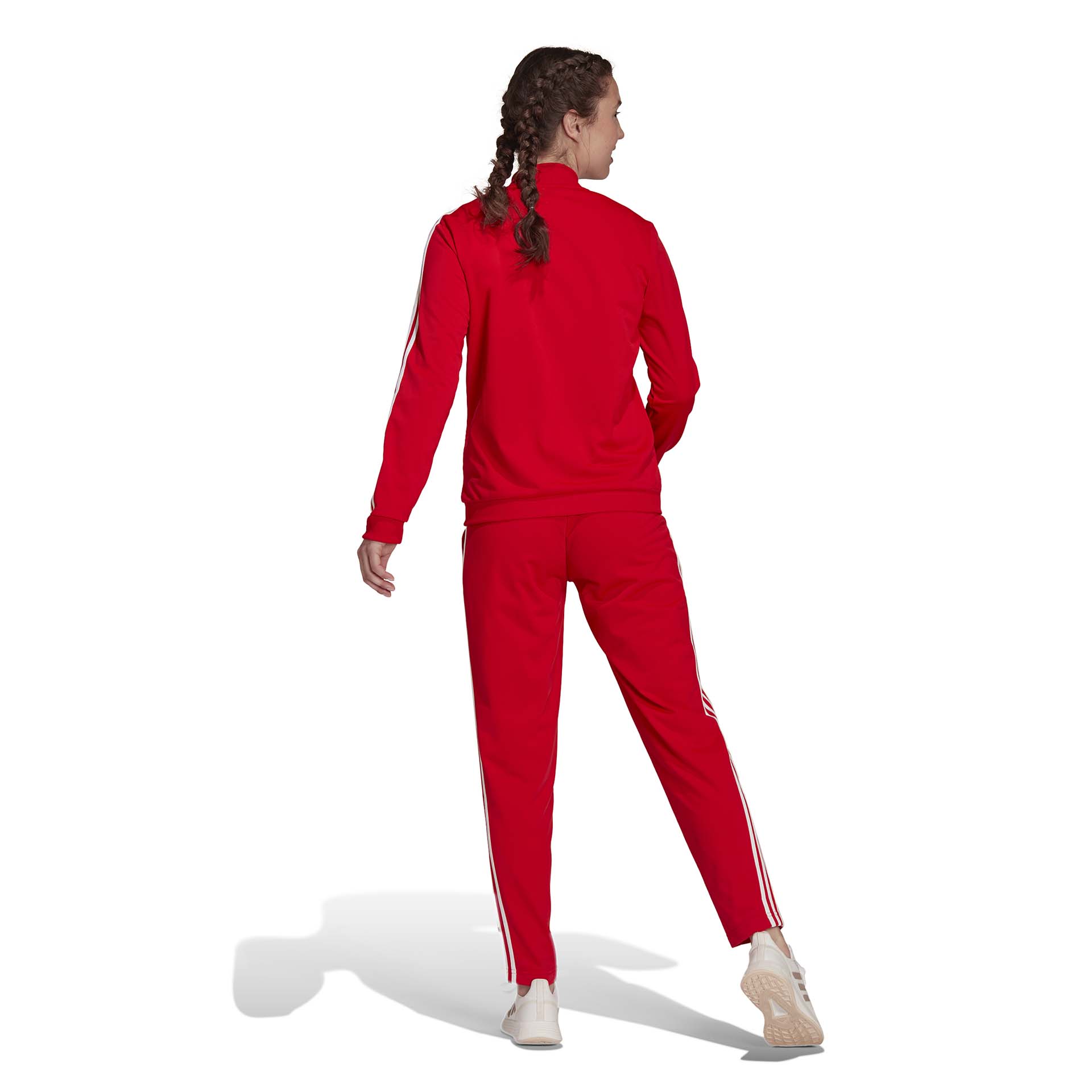 adidas women's 3 Stripes Track suit Vivid Red / White