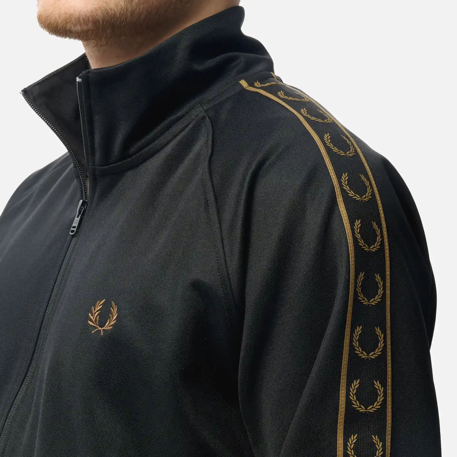 Fred Perry Contrast Tape Track Jacket Black/Warmstone