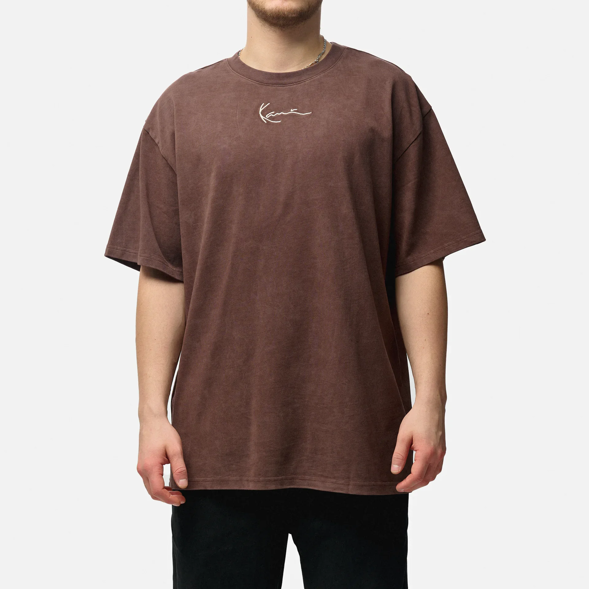 Karl Kani Small Signature Washed Heavy Jersey Landscape Tee Brown
