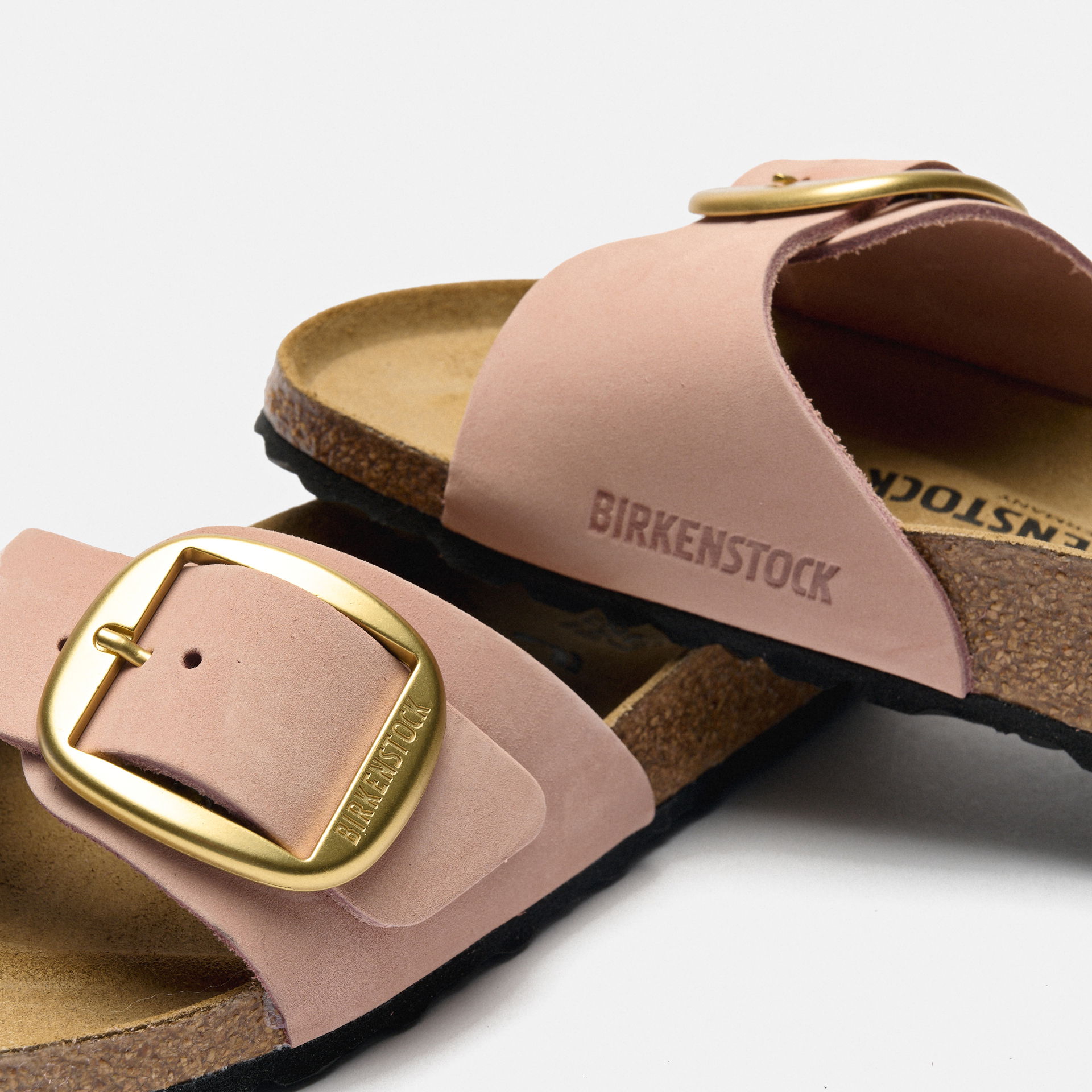 Birkenstock Madrid Big Buckle Narrow Nubuck Leather Soft Pink