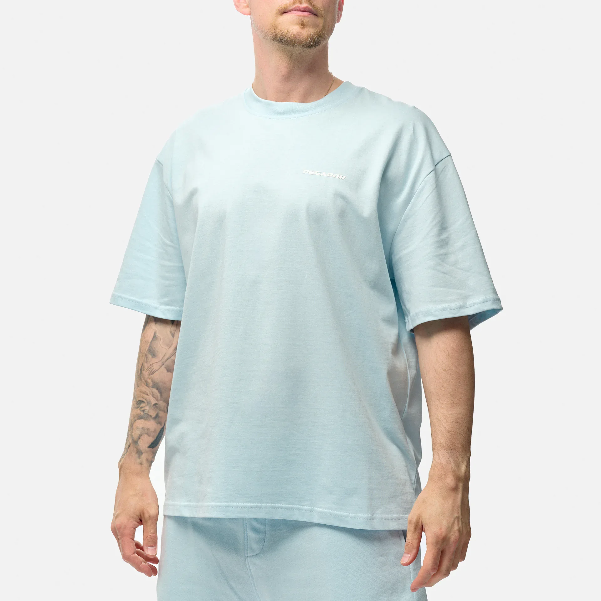 PEGADOR Logo Oversized T-Shirt Washed Baby Blue White Gum