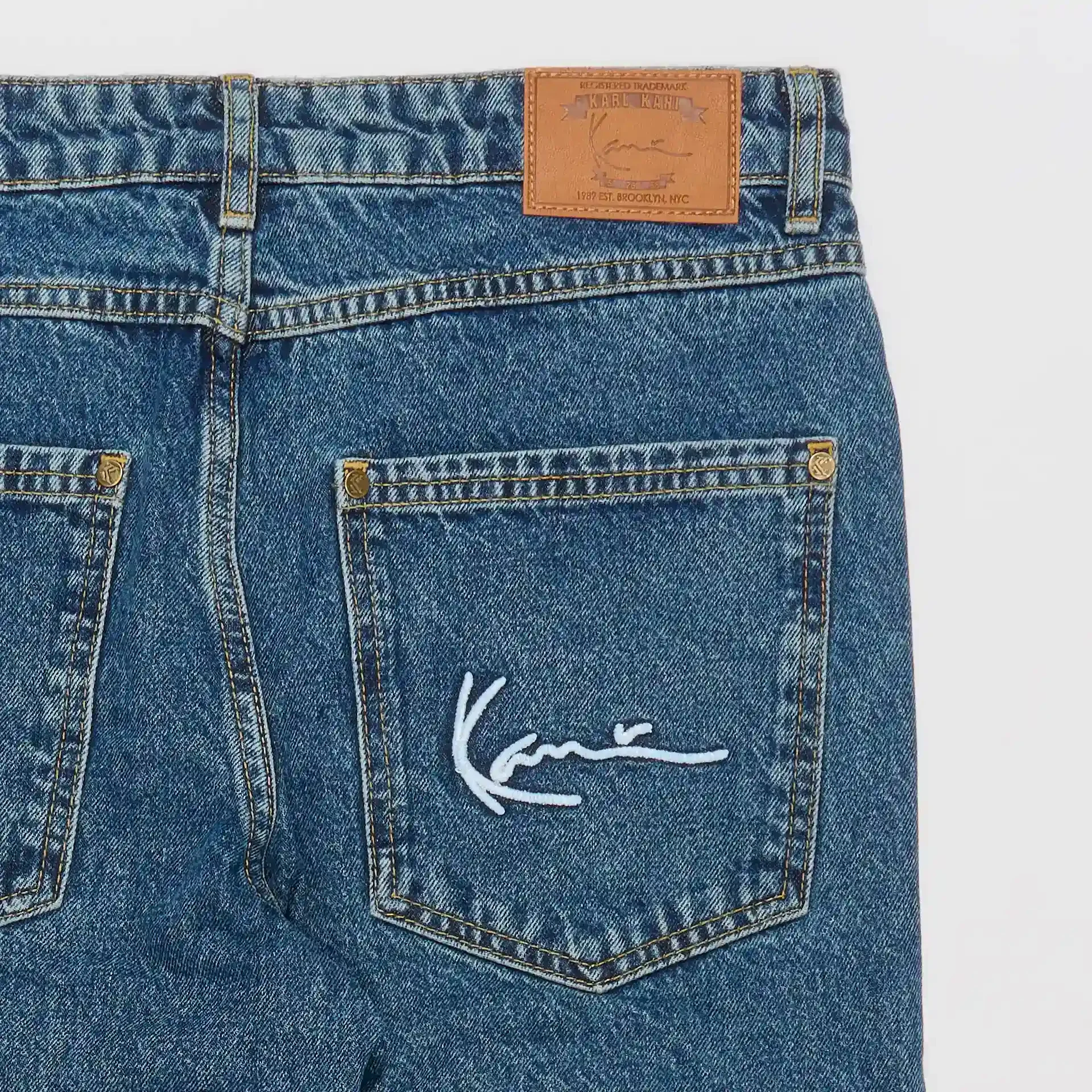 Karl Kani Small Signature Straight Leg Five Pocket Denim Vintage Blue