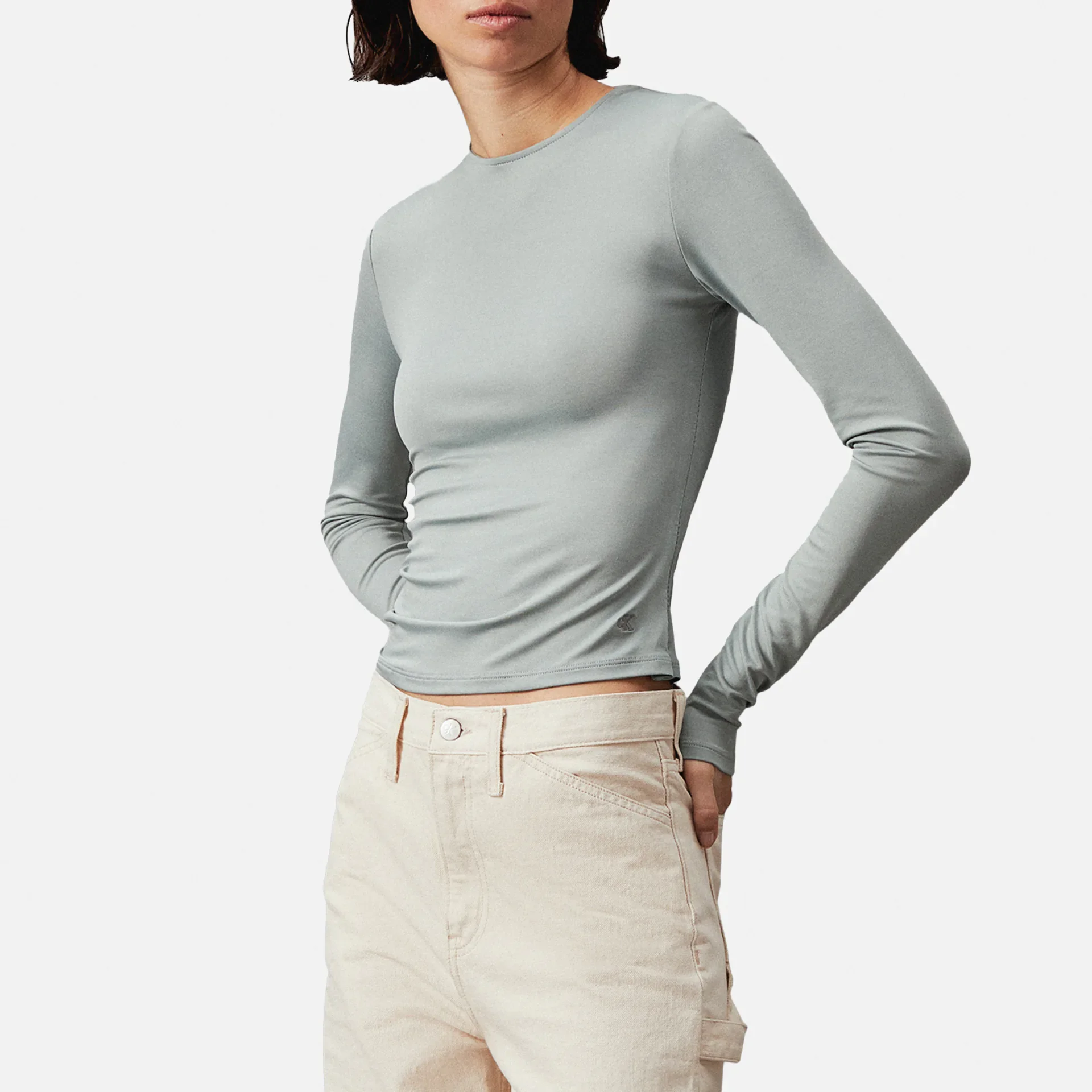 Calvin Klein Jeans Modal Detail Longsleeve Top Grey