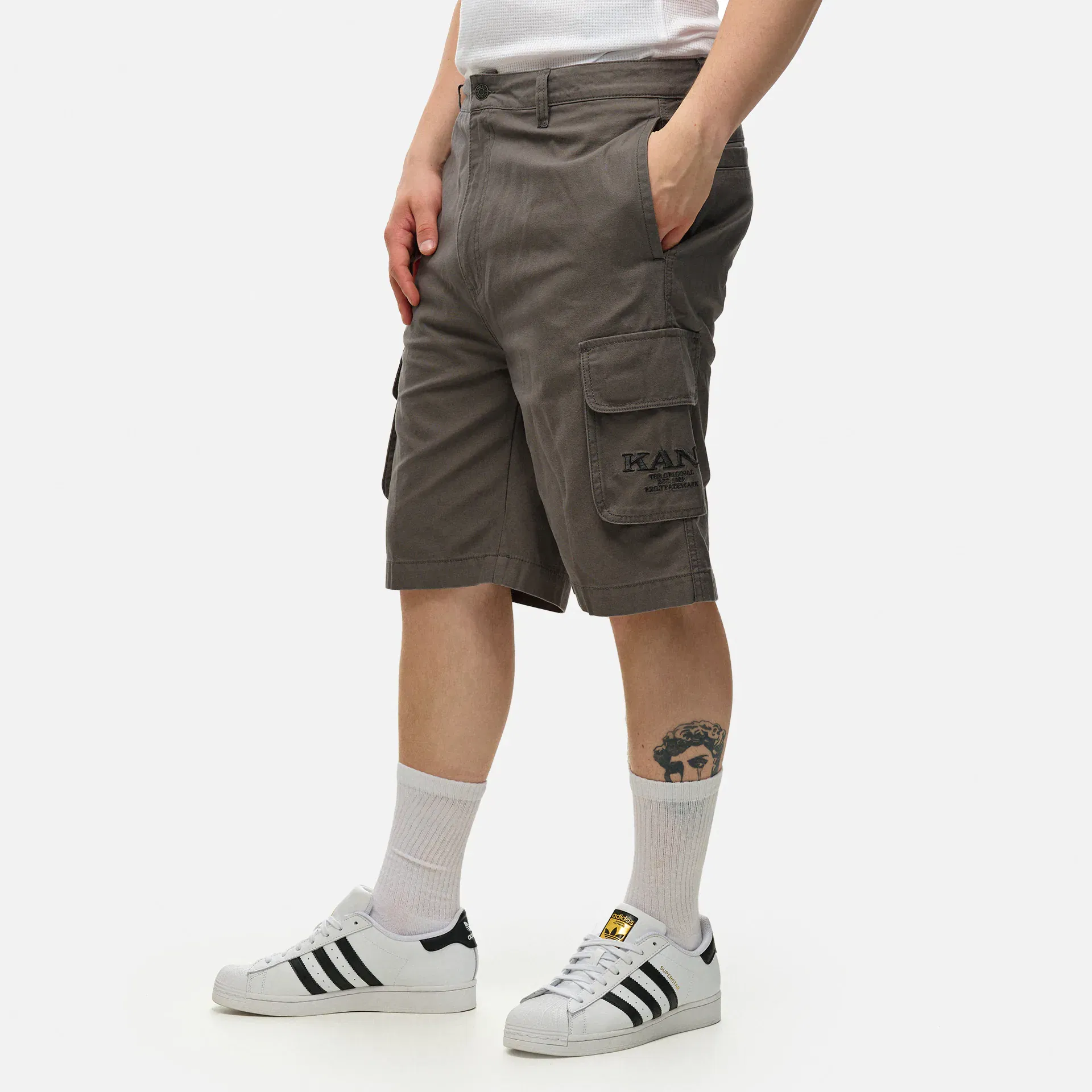 Karl Kani Retro Washed Cargo Shorts Anthrazite