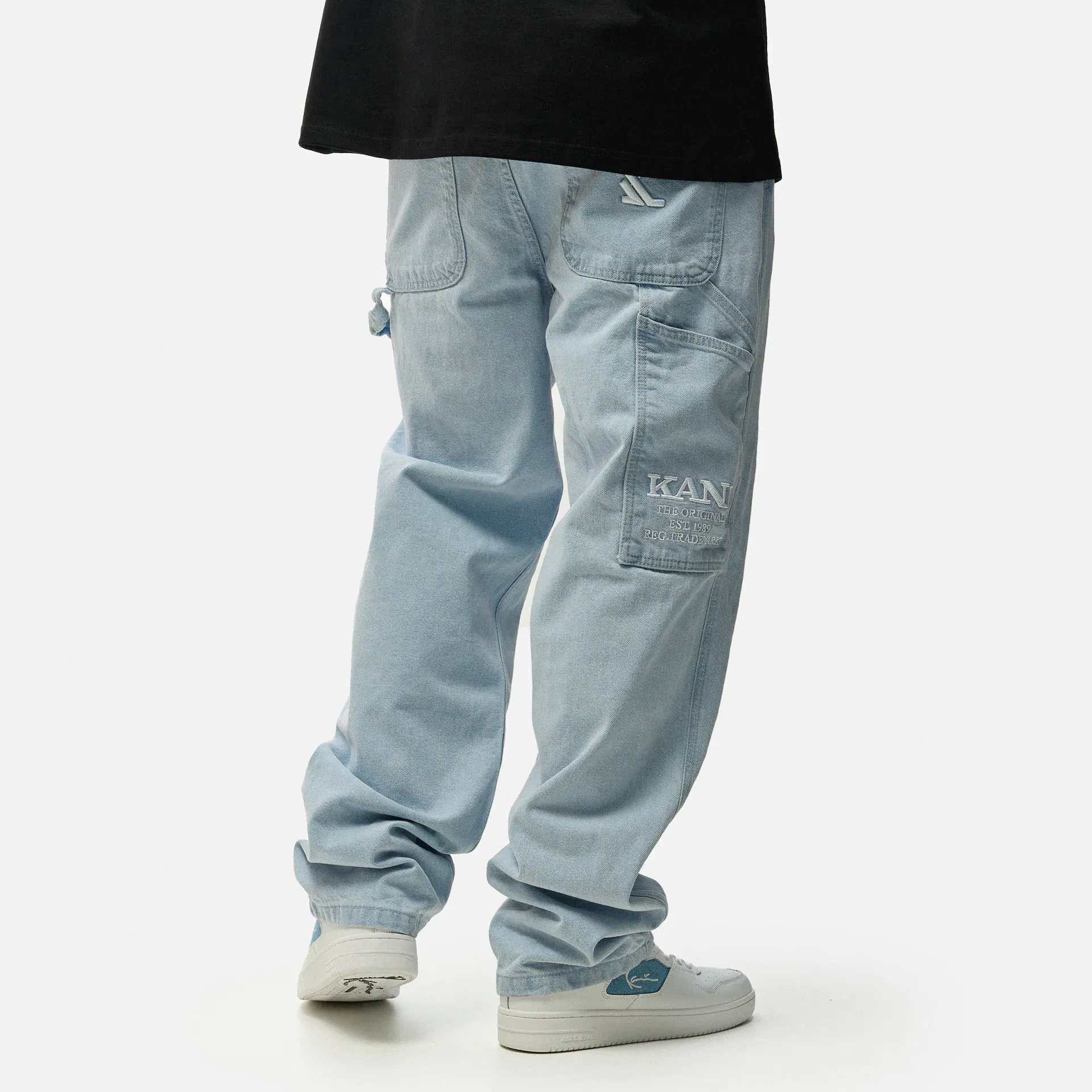 Karl Kani Small Signature Baggy Five Pocket Denim Bleached Blue