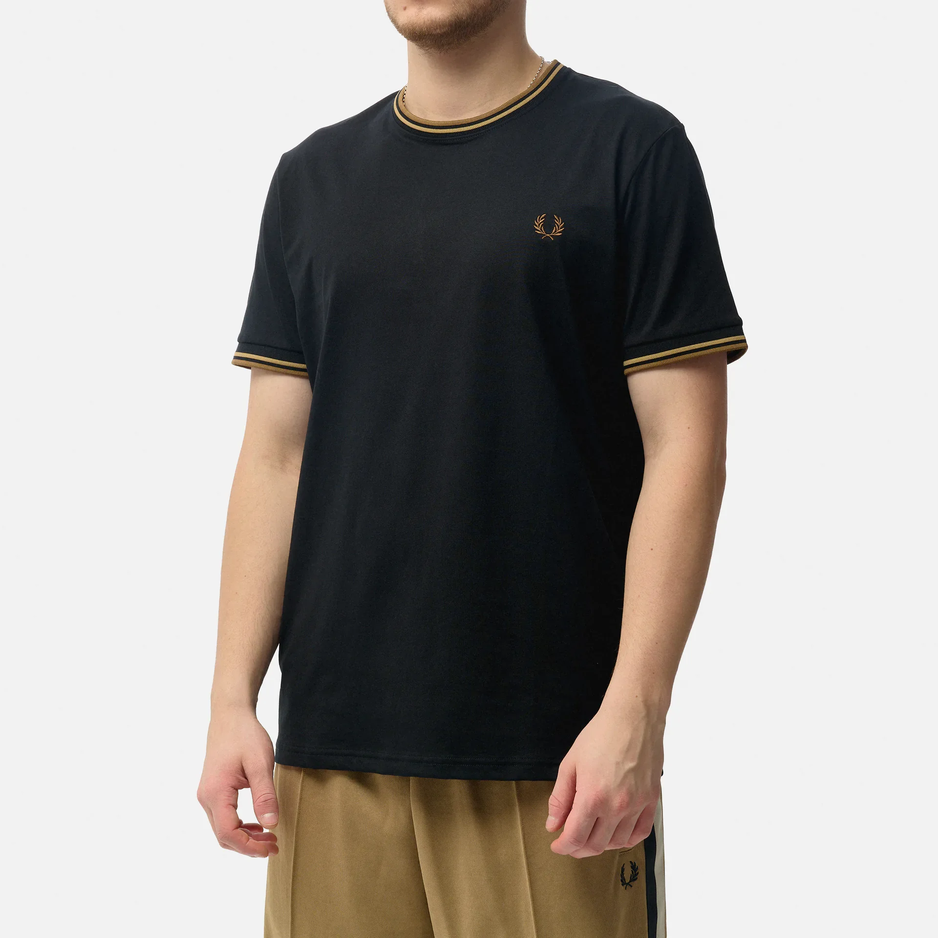 Fred Perry Twin Tipped T-Shirt Black/Warm Stone/Shaded Stone