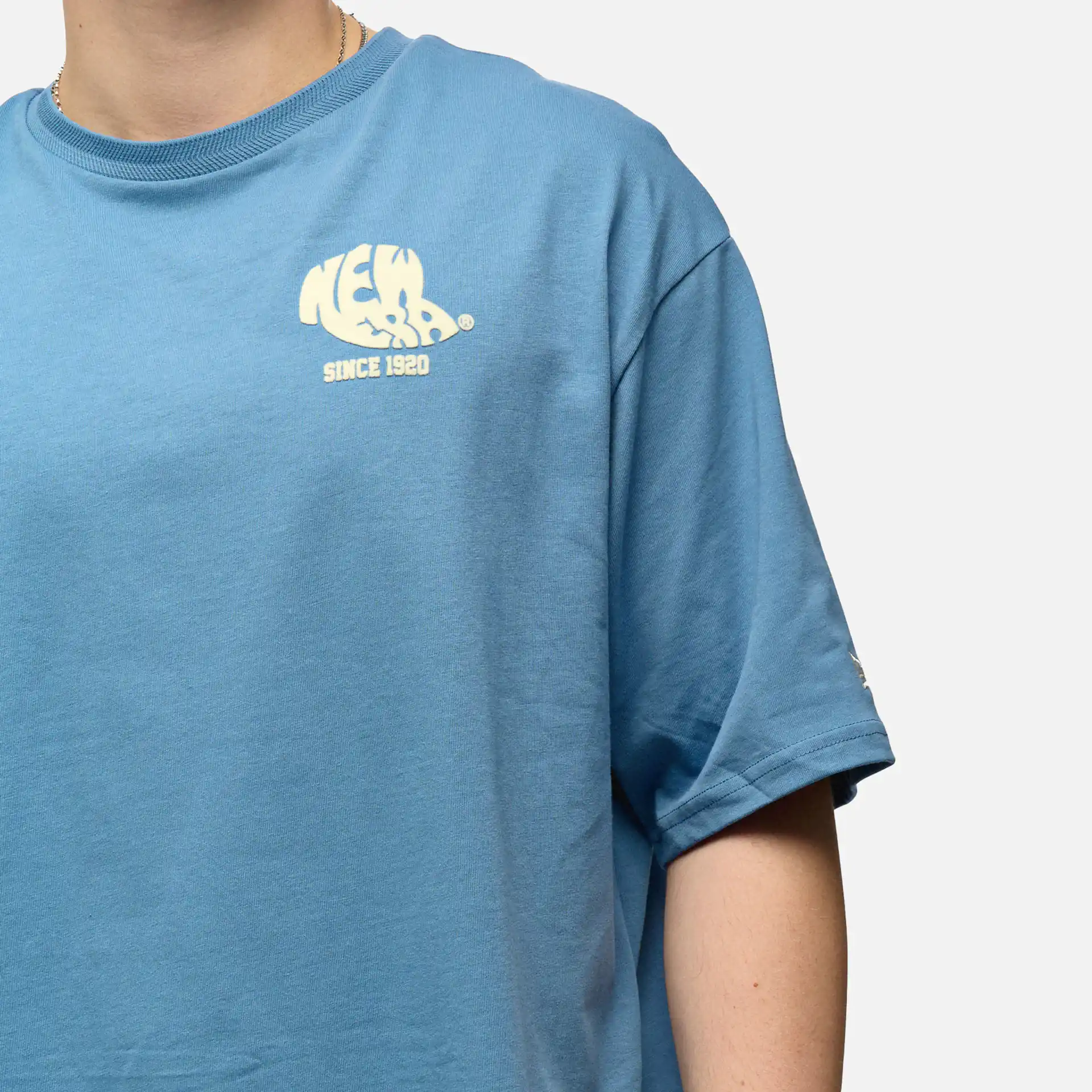 New Era Graphic Backprint Oversized T-Shirt Blue