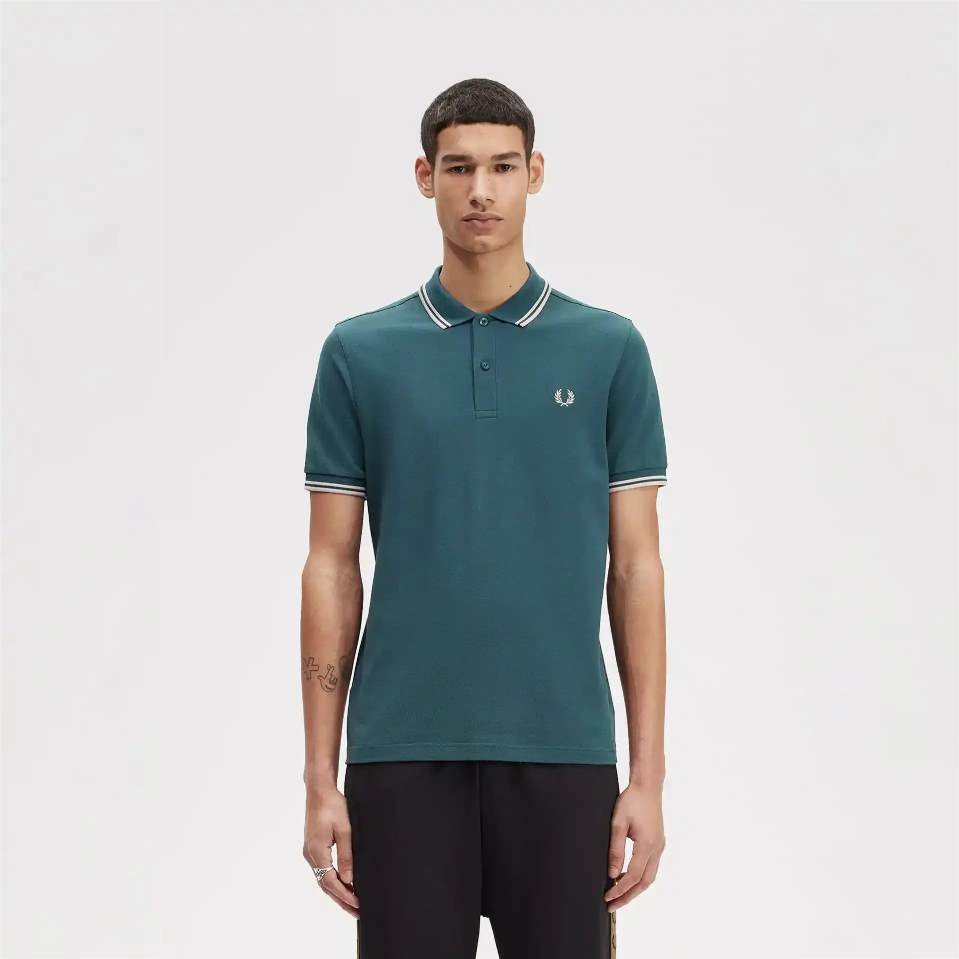 Fred Perry Twin Tipped Polo Shirt Petrol Blue