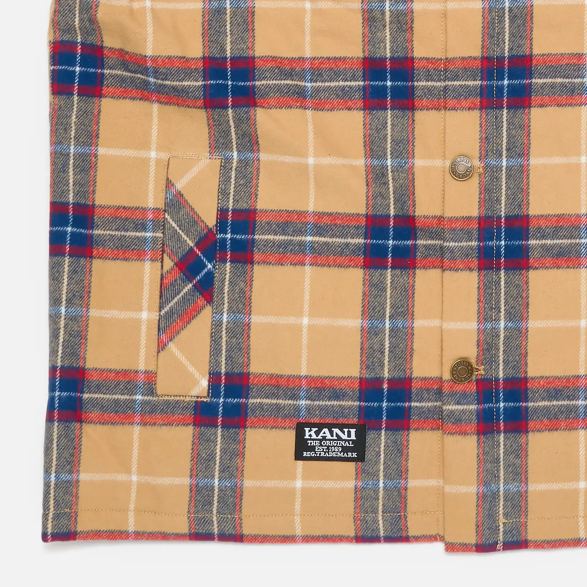 Karl Kani Woven Retro Heavy Flannel Shirt Jacket Sand/Navy/Red