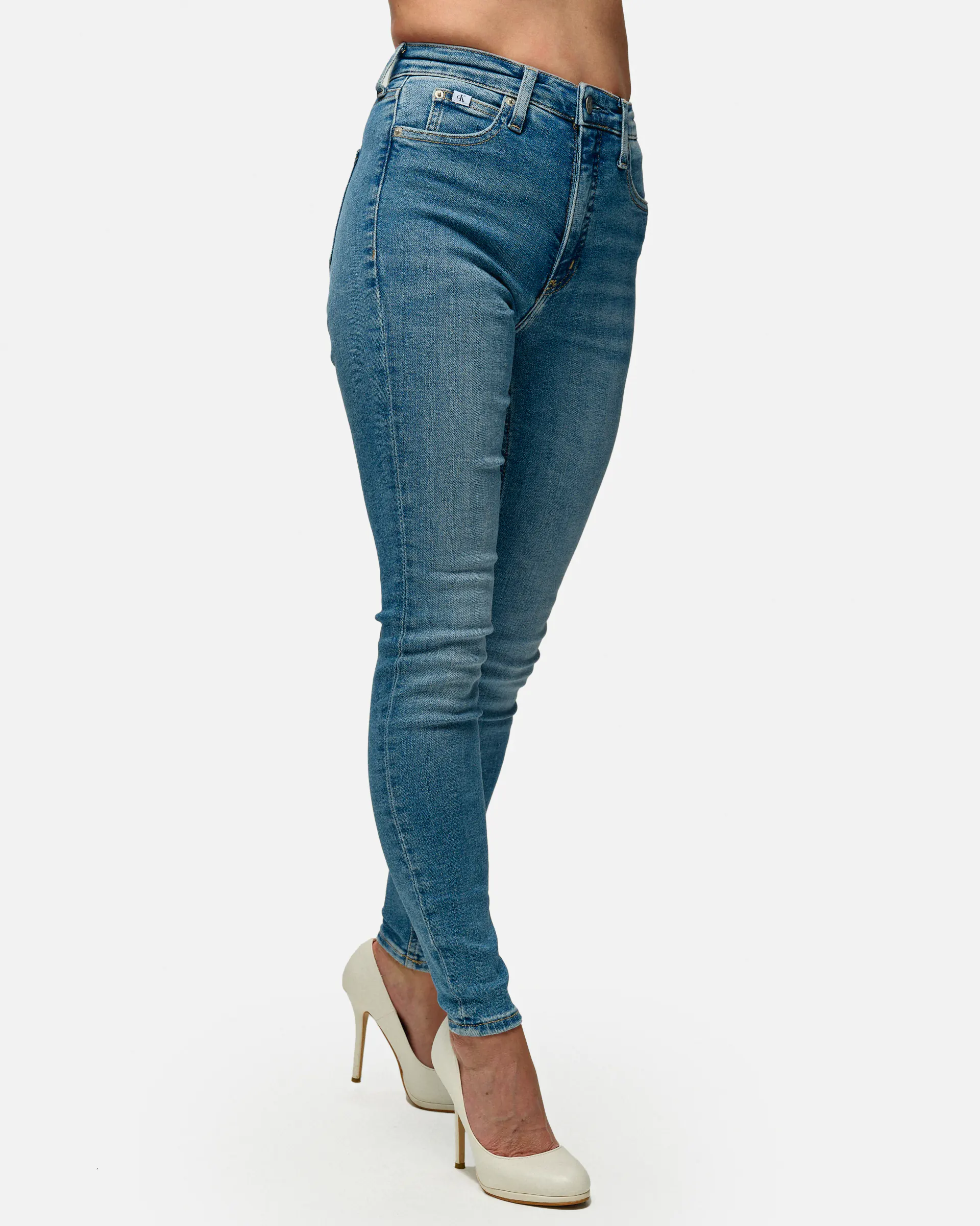 Calvin Klein Jeans High Rise Super Skinny Ankle Jeans Denim Light