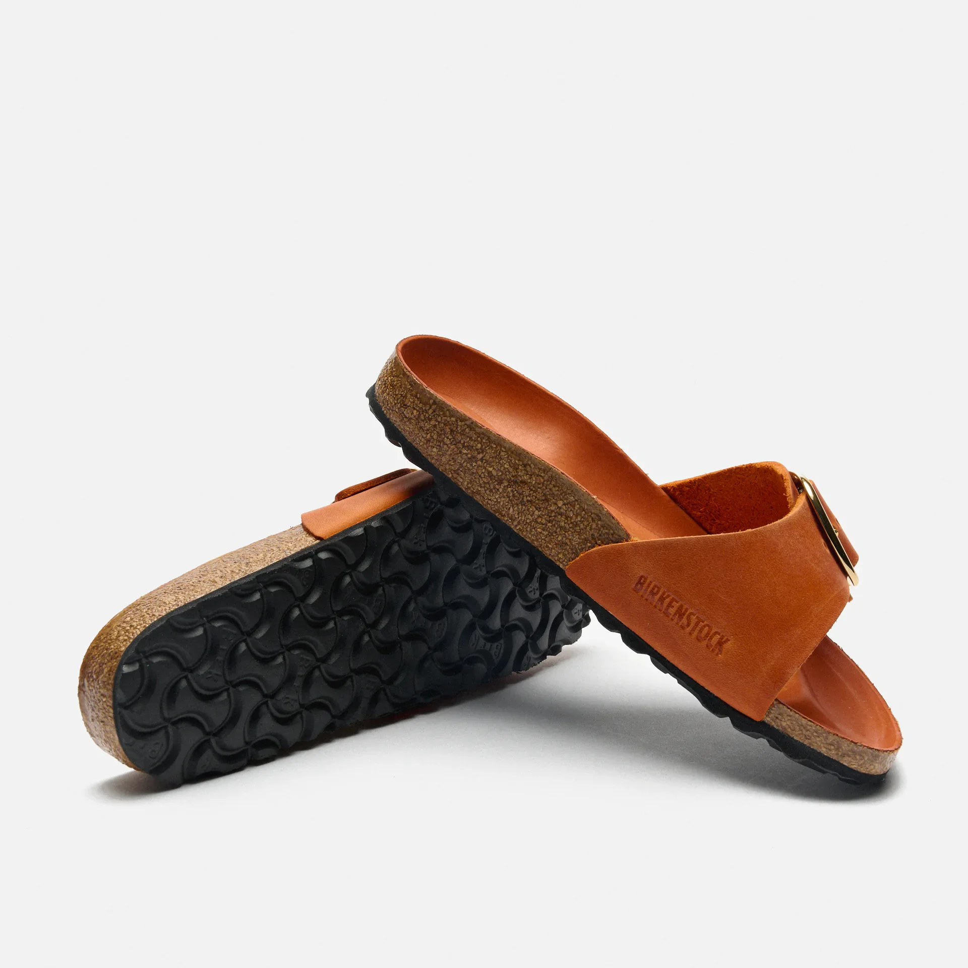 Birkenstock Madrid Big Buckle Oiled Leather Sandals Burnt Orange
