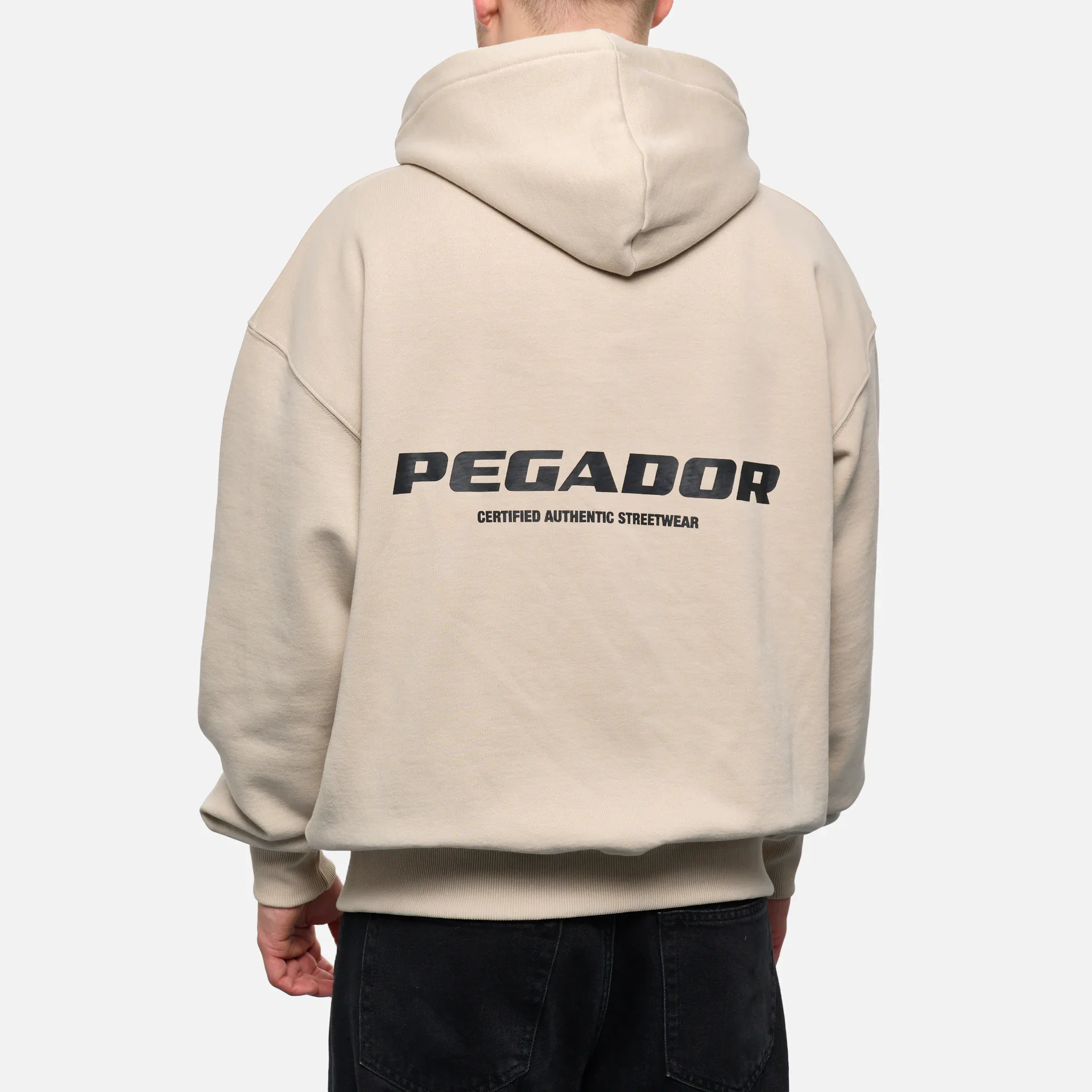 PEGADOR Colne Logo Oversized Sweat Jacket Washed Dust Cream