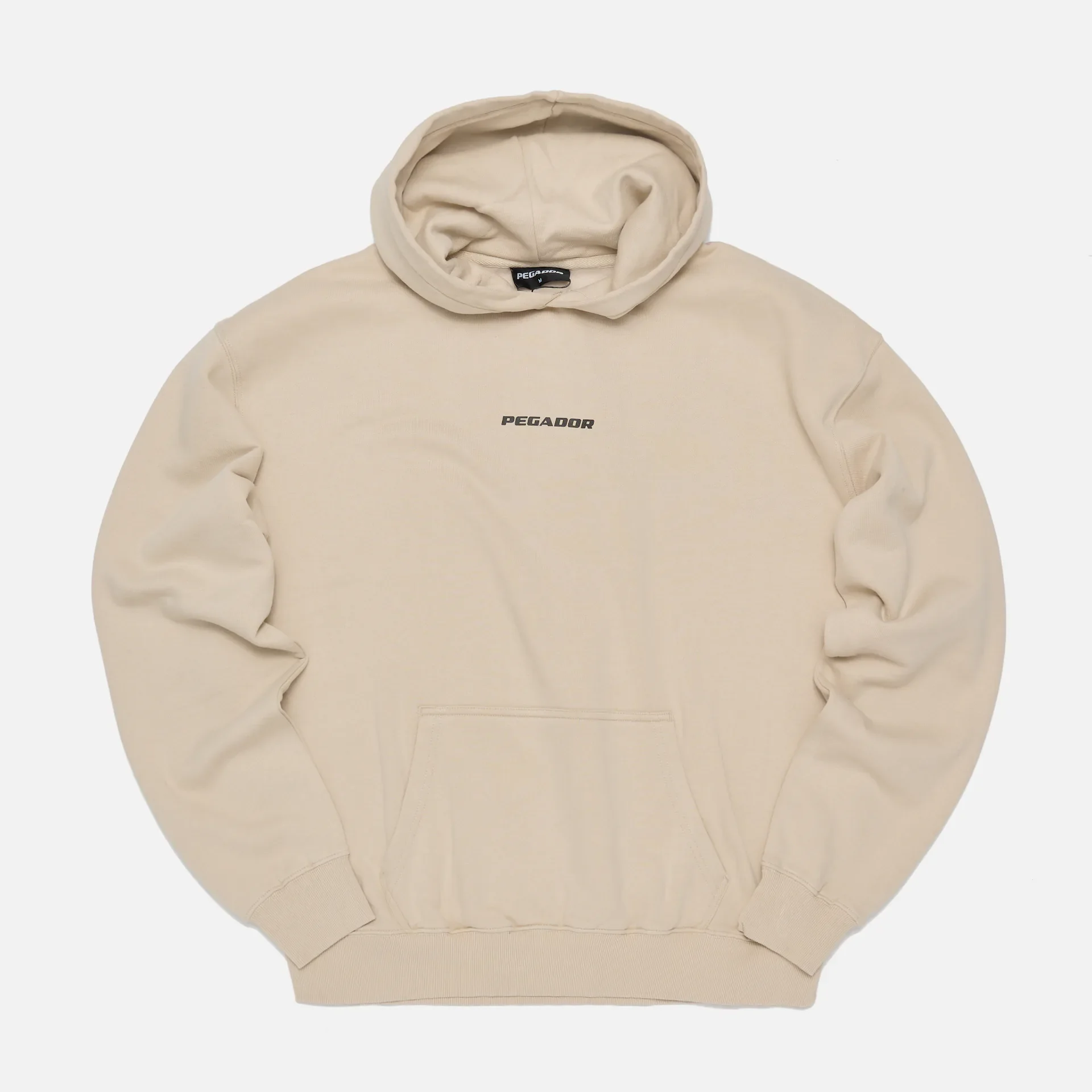 PEGADOR Colne Logo Oversized Hoodie Washed Dust Cream