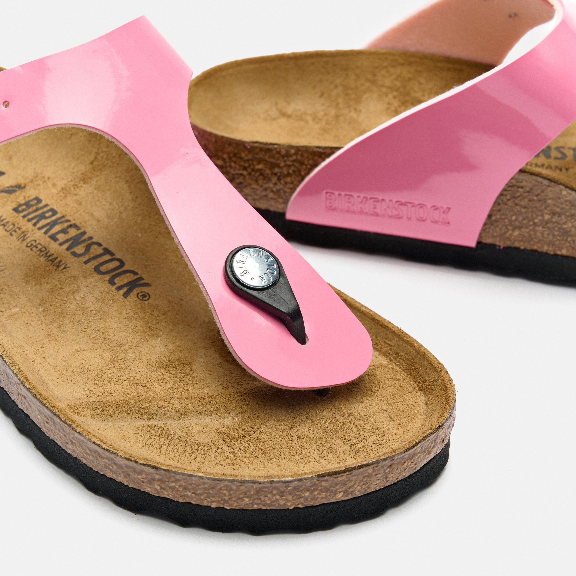Birkenstock Gizeh Birko-Flor Sandals Patent Candy Pink/Black