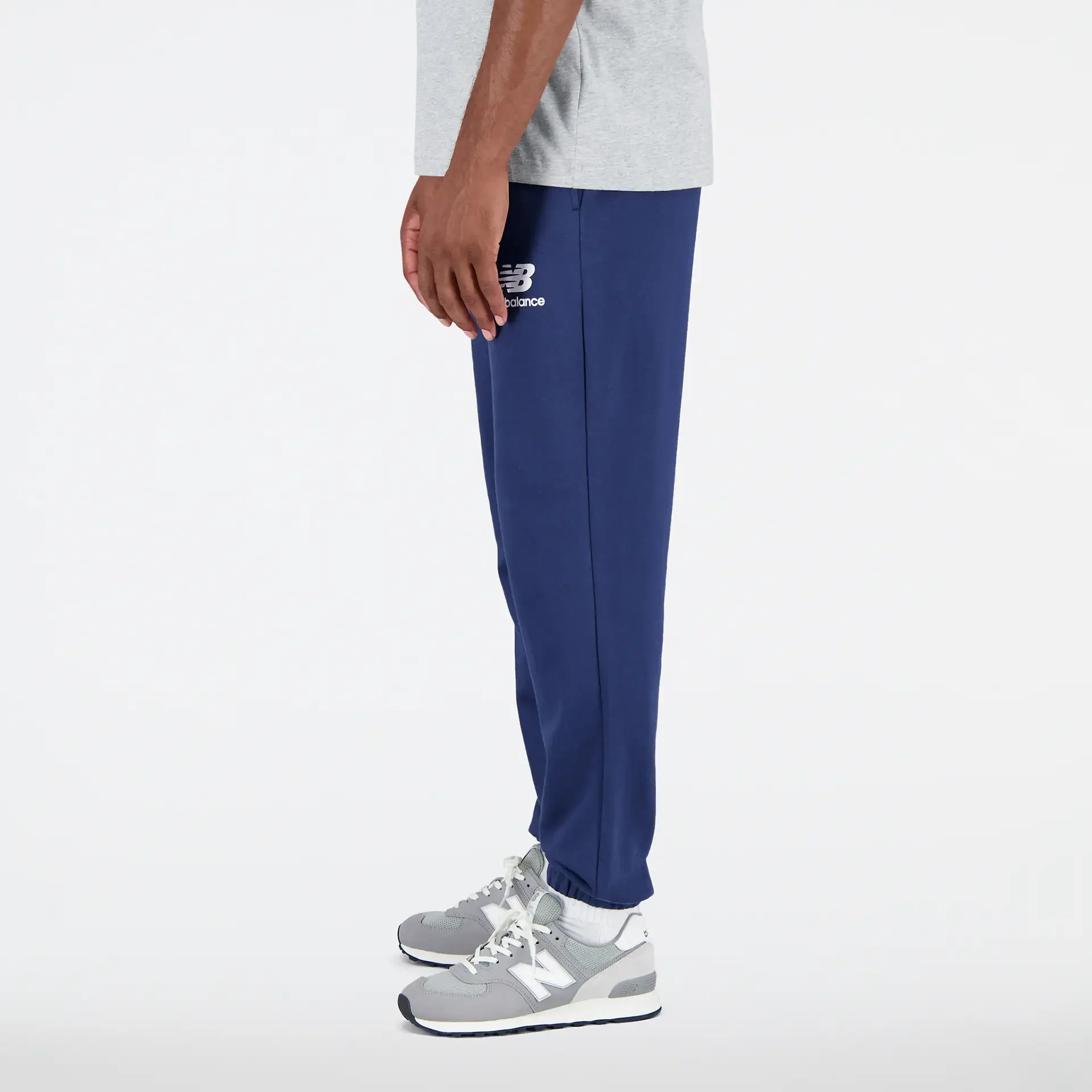 New Balance Essentials Stacked Logo French Terry Sweatpant Navy