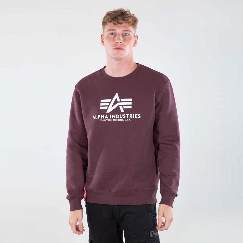 Alpha Industries Herren Basic Pullover Sweatshirt Deep Maroon