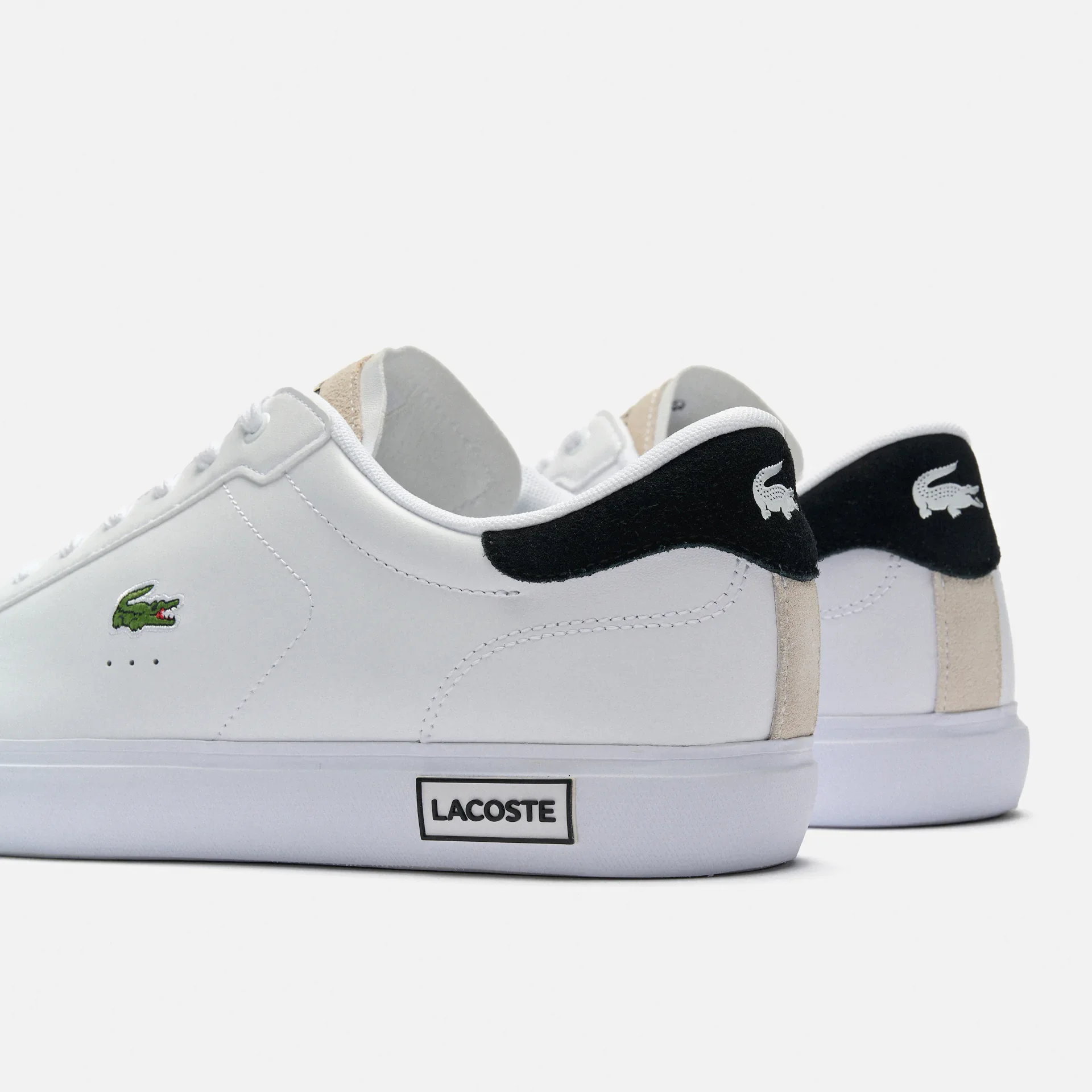 Lacoste Powercourt Logo Tongue Leather Sneaker White/Black
