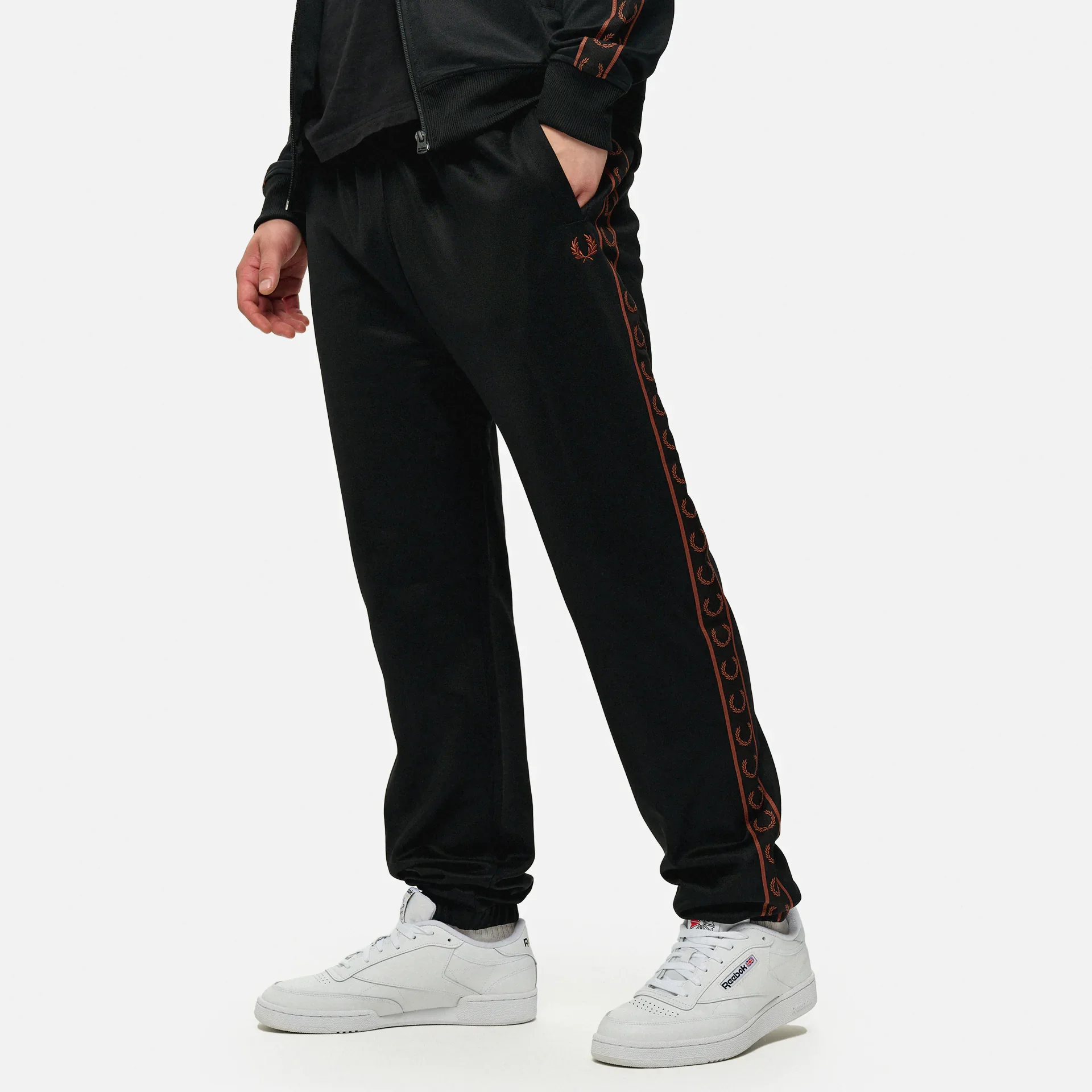 Fred Perry Seasonal Taped Track Pant Black/Whisky Brown