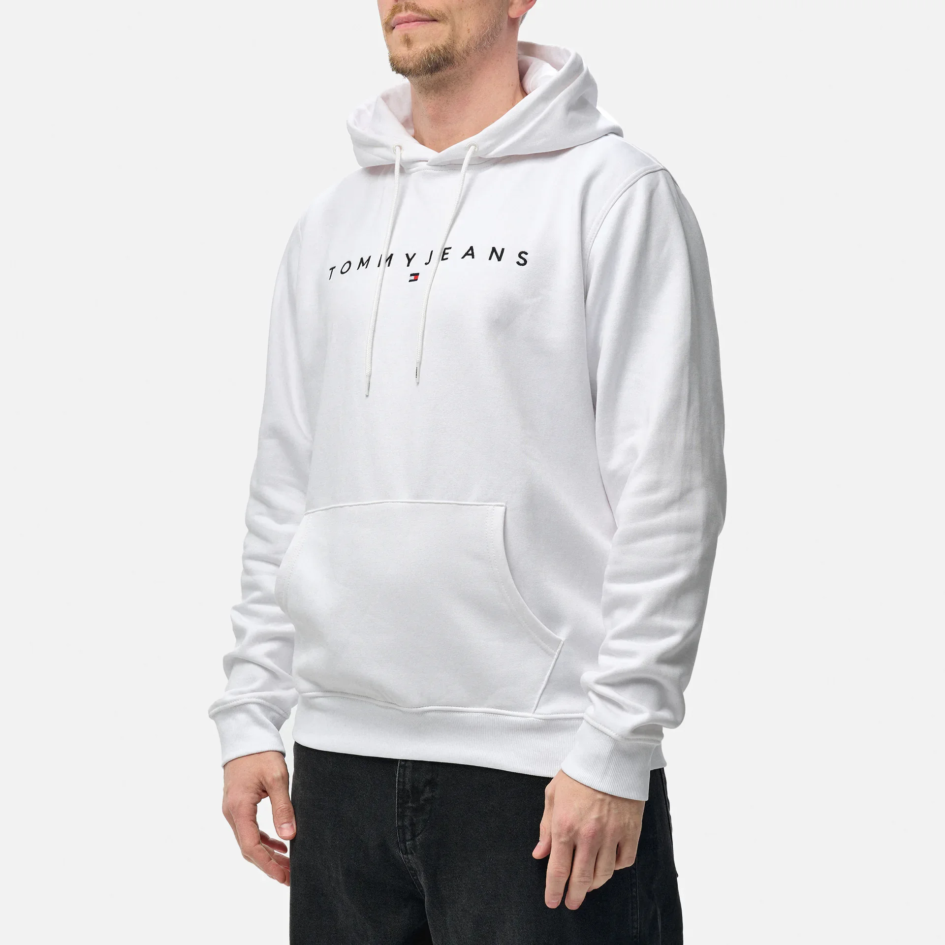 Tommy Jeans Relaxed Linear Logo Hoodie White