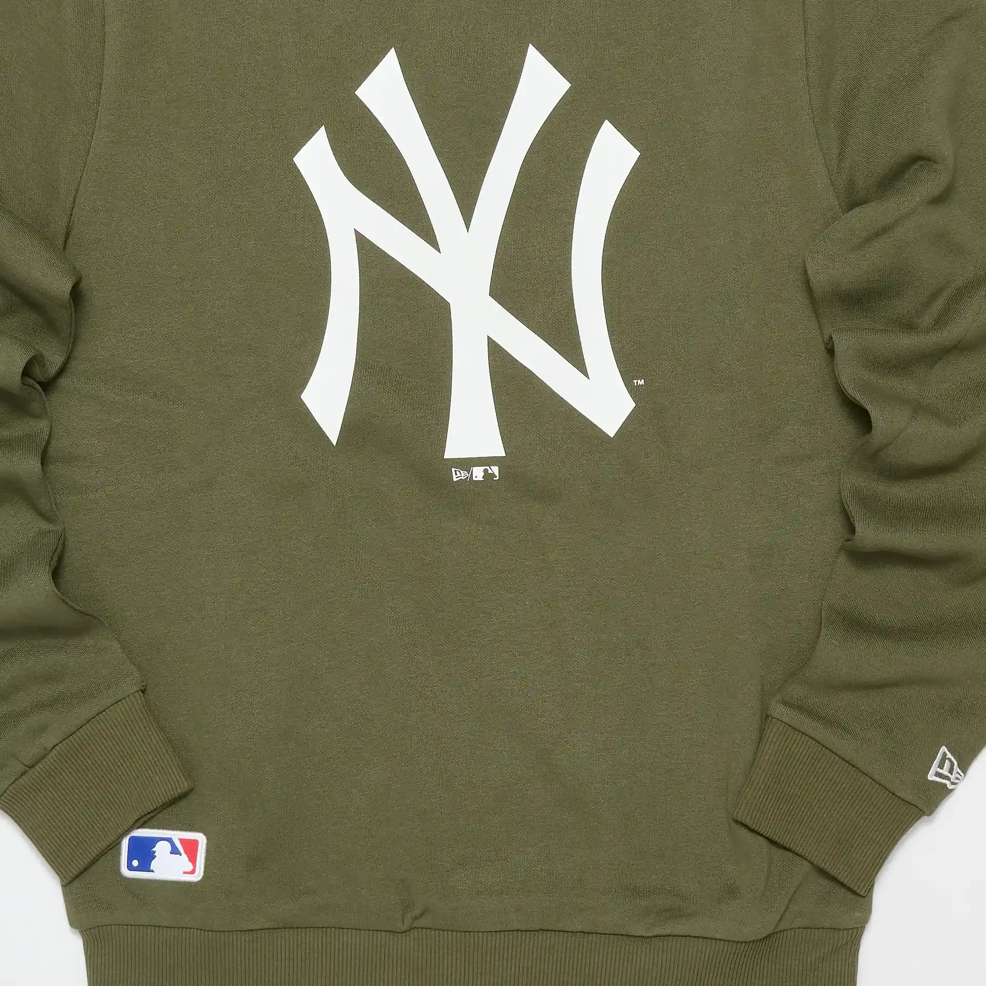 New Era MLB NY Yankees Team Logo Crewneck Pullover New Olive