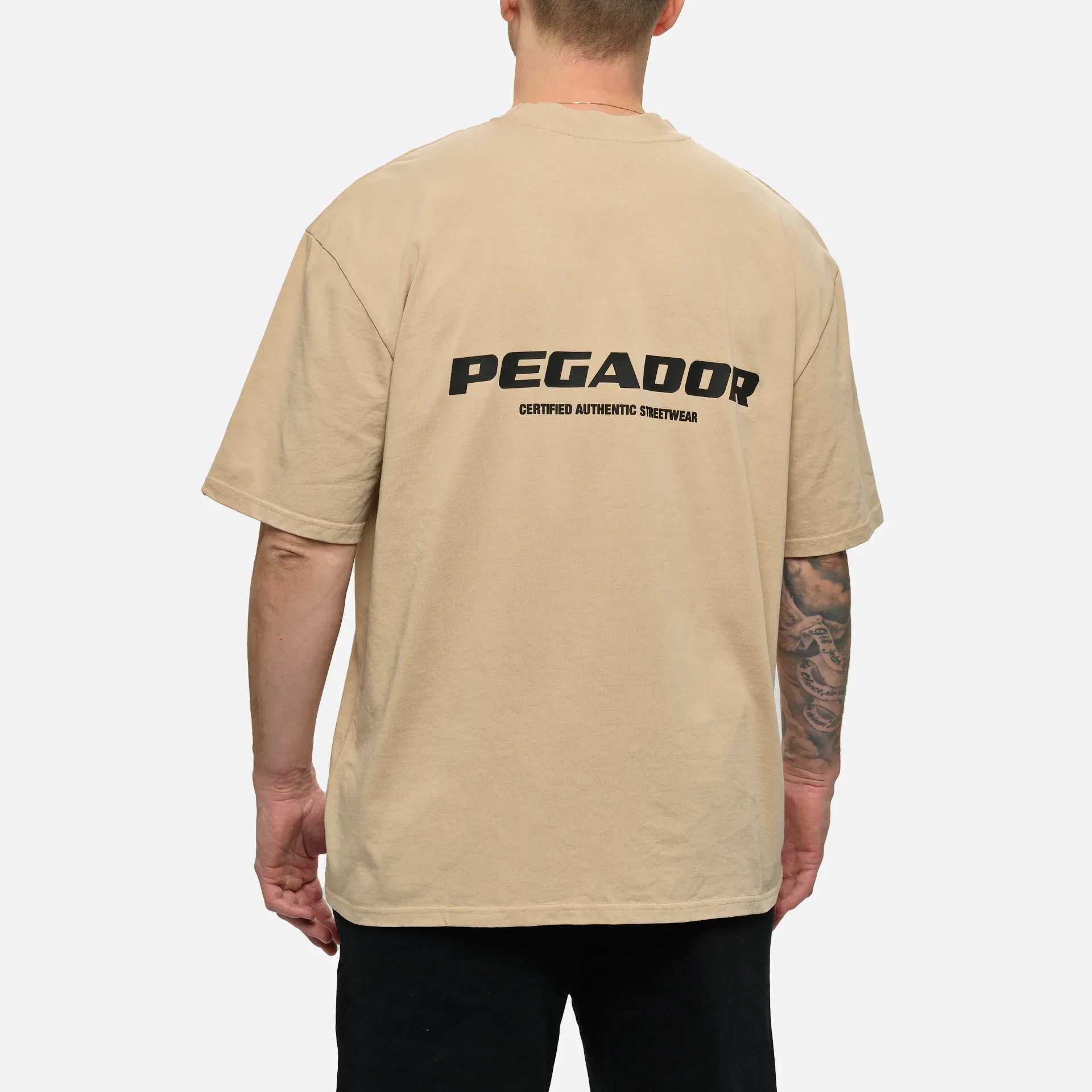 PEGADOR Colne Logo Oversized T-Shirt Vintage Washed Kingdom Beige