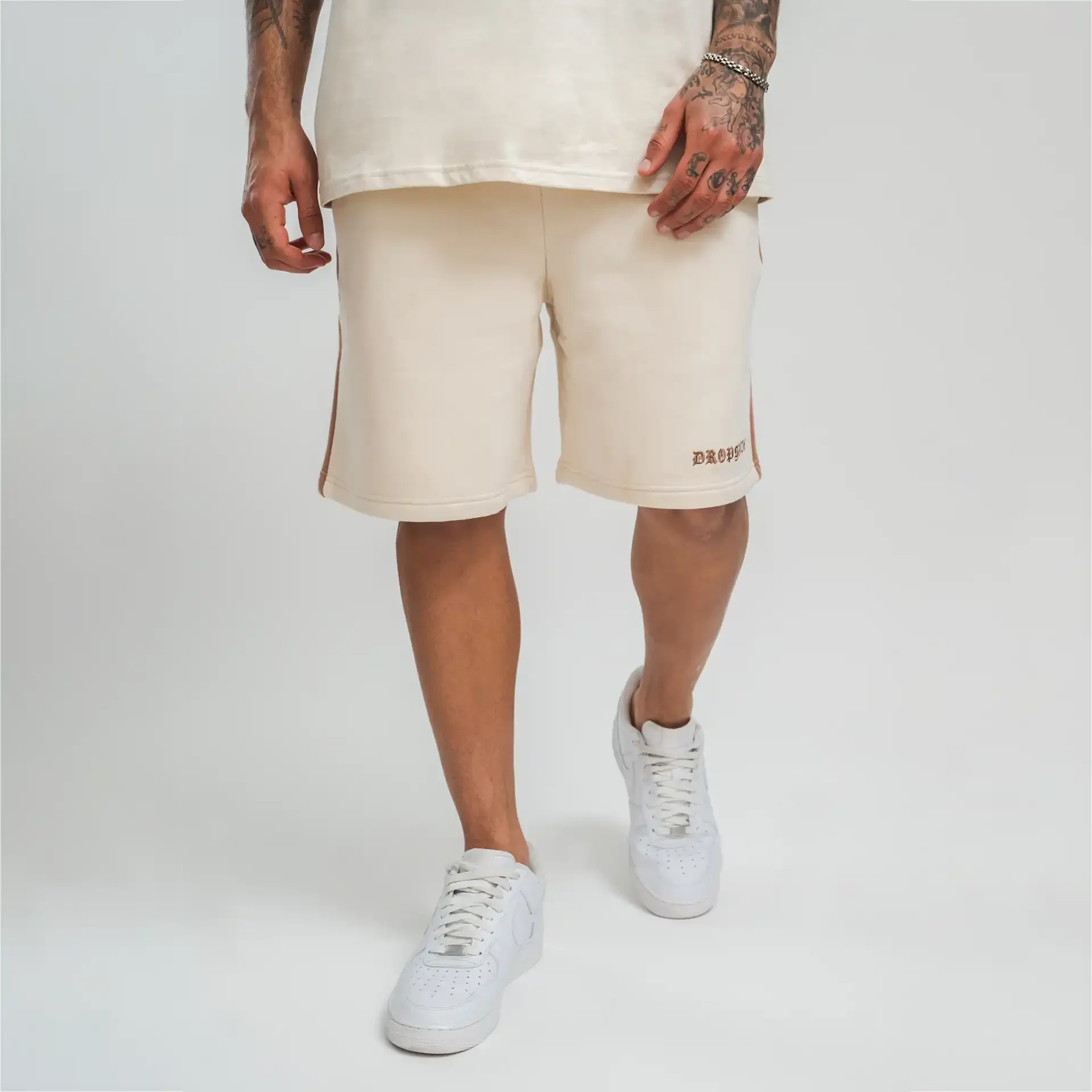 Dropsize Side Stripe Shorts Coconut/Brown