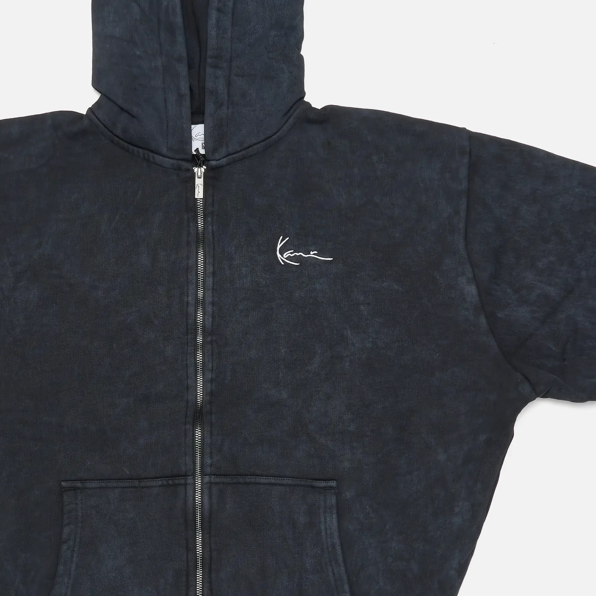Karl Kani Chest Signature OS Washed Heavy Sweat Wolf Full Zip Jacket Black