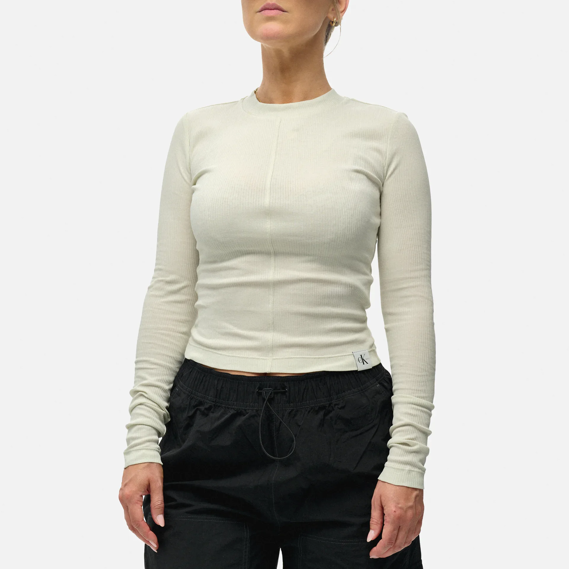 Calvin Klein Jeans Seaming Rib Long Sleeve Top Icicle