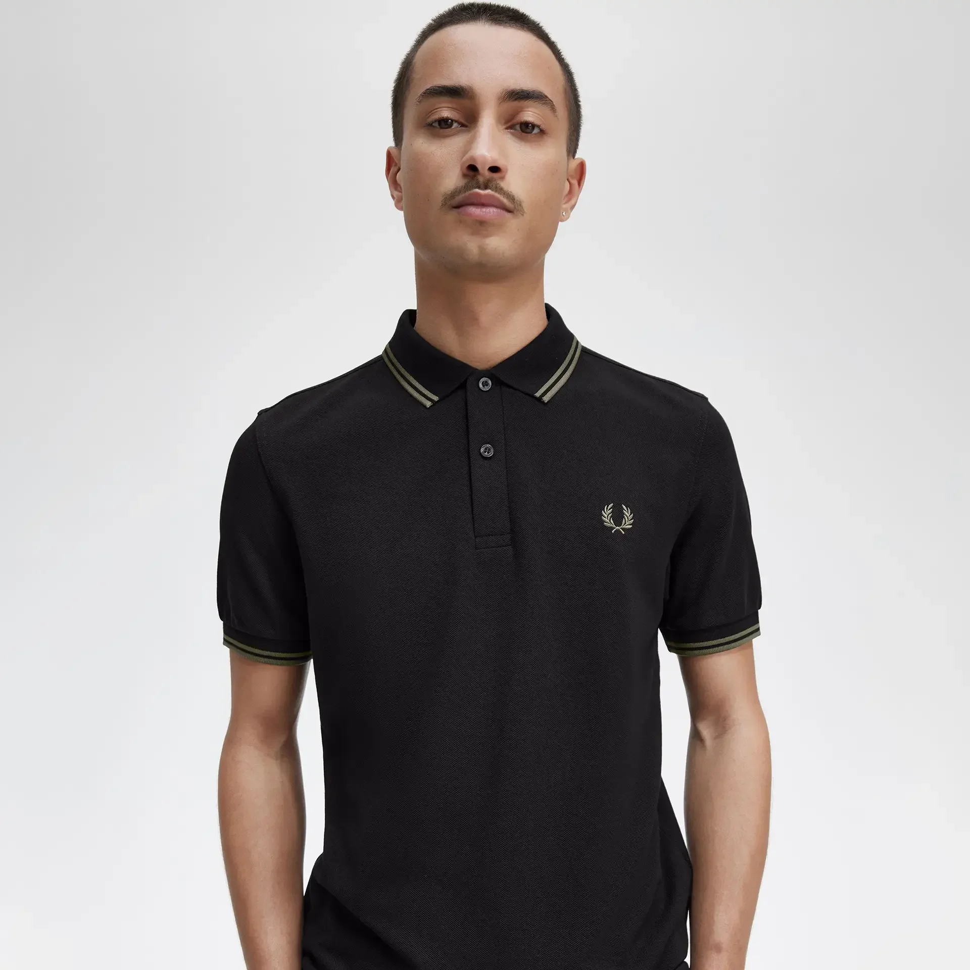 Fred Perry Twin Tipped Polo Shirt Black/Fieldgreen