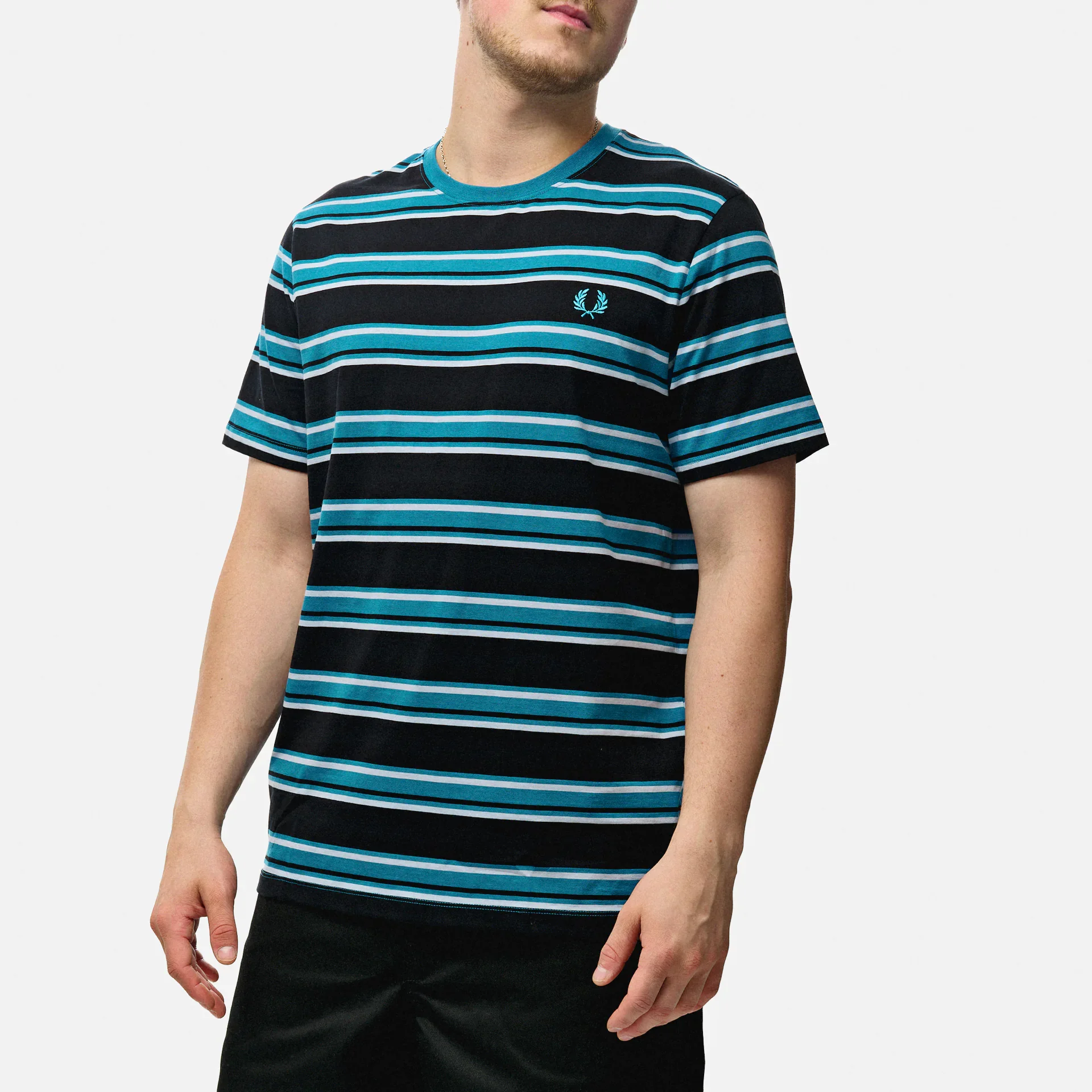 Fred Perry Stripe T-Shirt Black/Light Smoke/Ocean