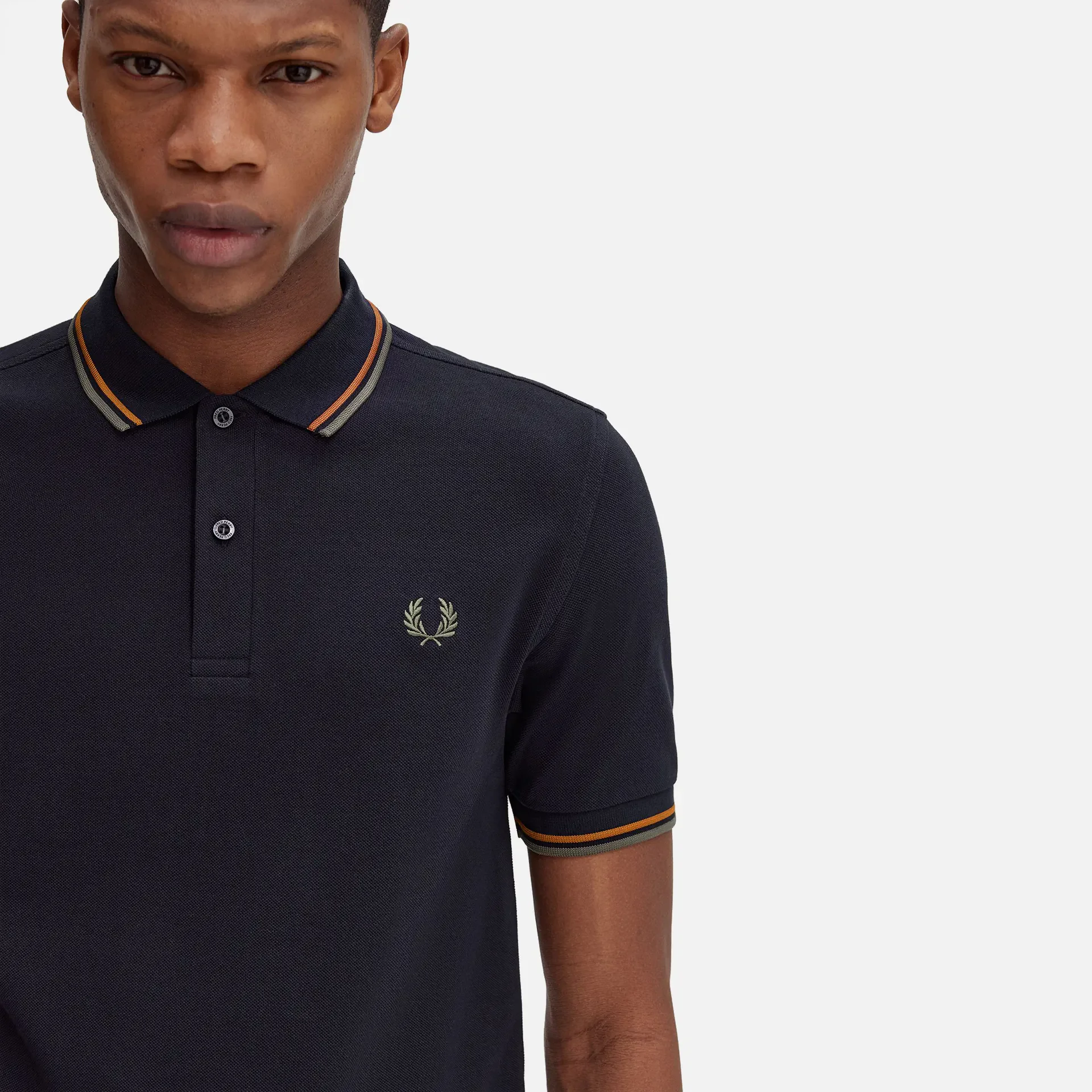 Fred Perry Twin Tipped Polo Shirt Navy/Nut Flake/Field Green